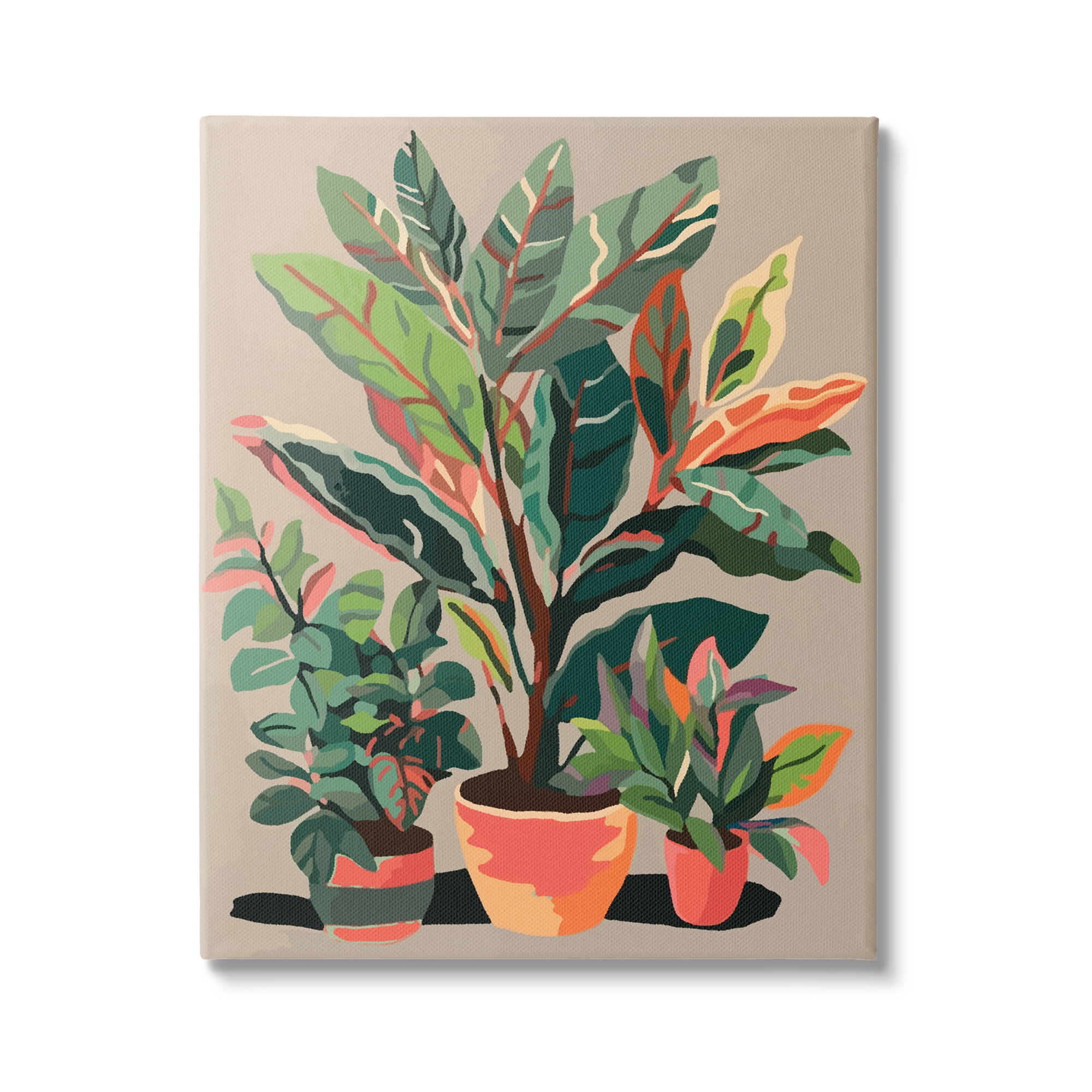 Stupell Industries Abstract Potted Plants Botanical & Floral Painting Gallery Wrapped Canvas Art Print Wall Art, 16 x 20