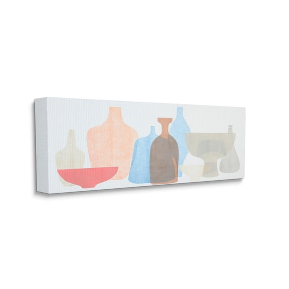Stupell Industries Abstract Pottery Shapes Soft Pink Blue Canvas Wall Art by Rob Delamater