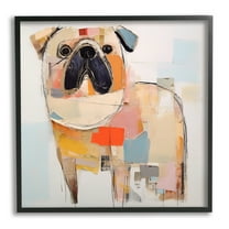 Stupell Industries Abstract Pug Collage Animals & Insects Painting Black Framed Art Print Wall Art, 12 x 12