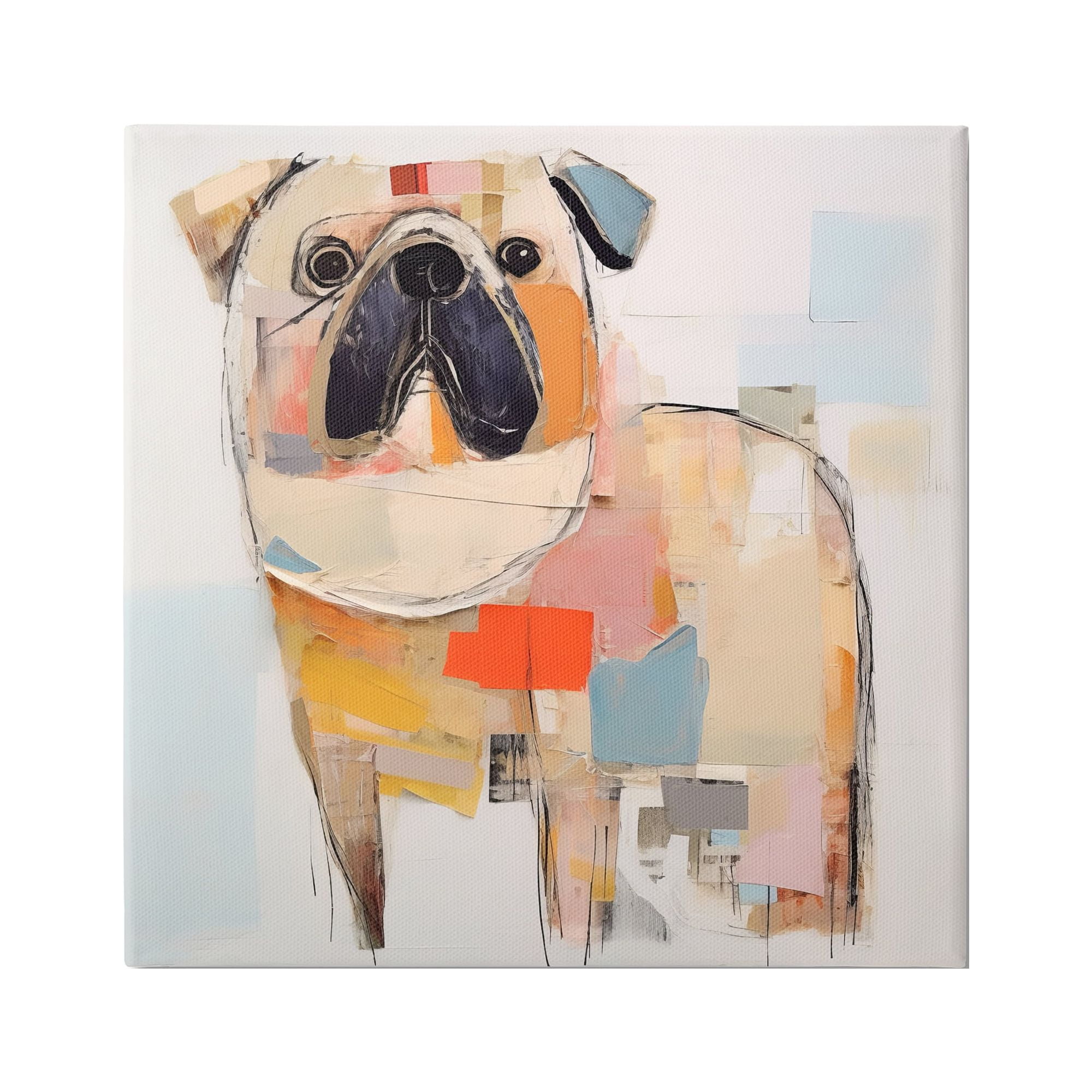 Stupell Industries Abstract Pug Collage Animals & Insects Painting Gallery Wrapped Canvas Art Print Wall Art, 30 x 30