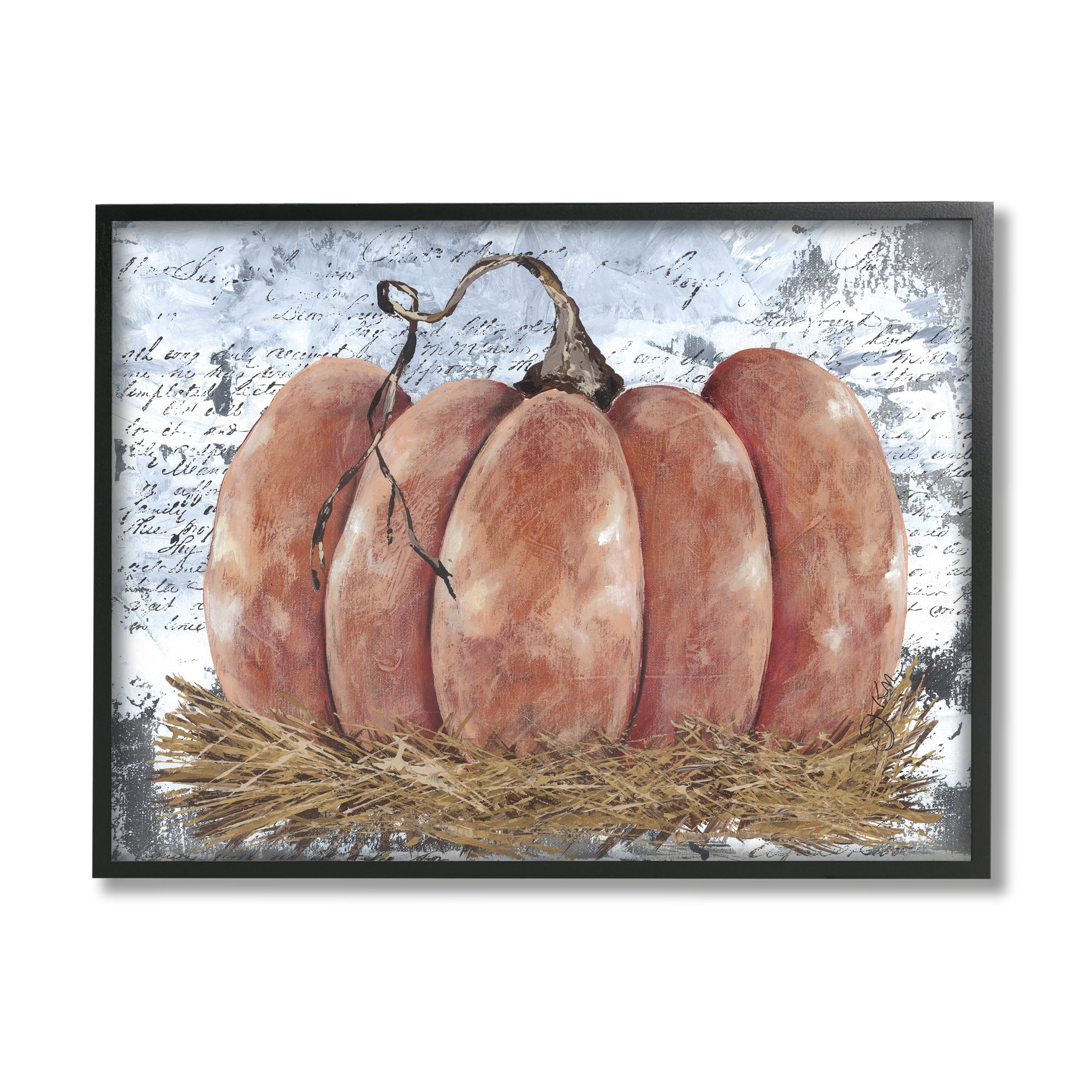 Stupell Industries Abstract Pumpkin Collage Abstract Painting Black Framed Art Print Wall Art, 30 x 24