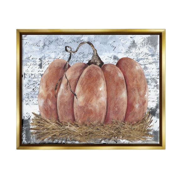 Stupell Industries Abstract Pumpkin Collage Abstract Painting Gold Floater Framed Art Print Wall Art, 21 x 17