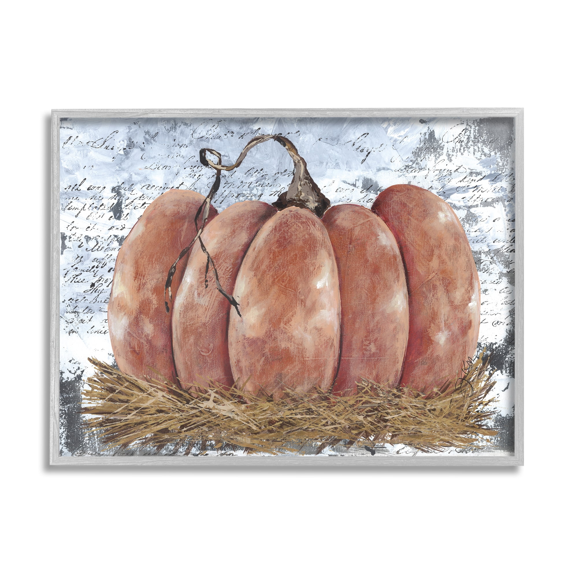 Stupell Industries Abstract Pumpkin Collage Abstract Painting Gray Framed Art Print Wall Art, 20 x 16