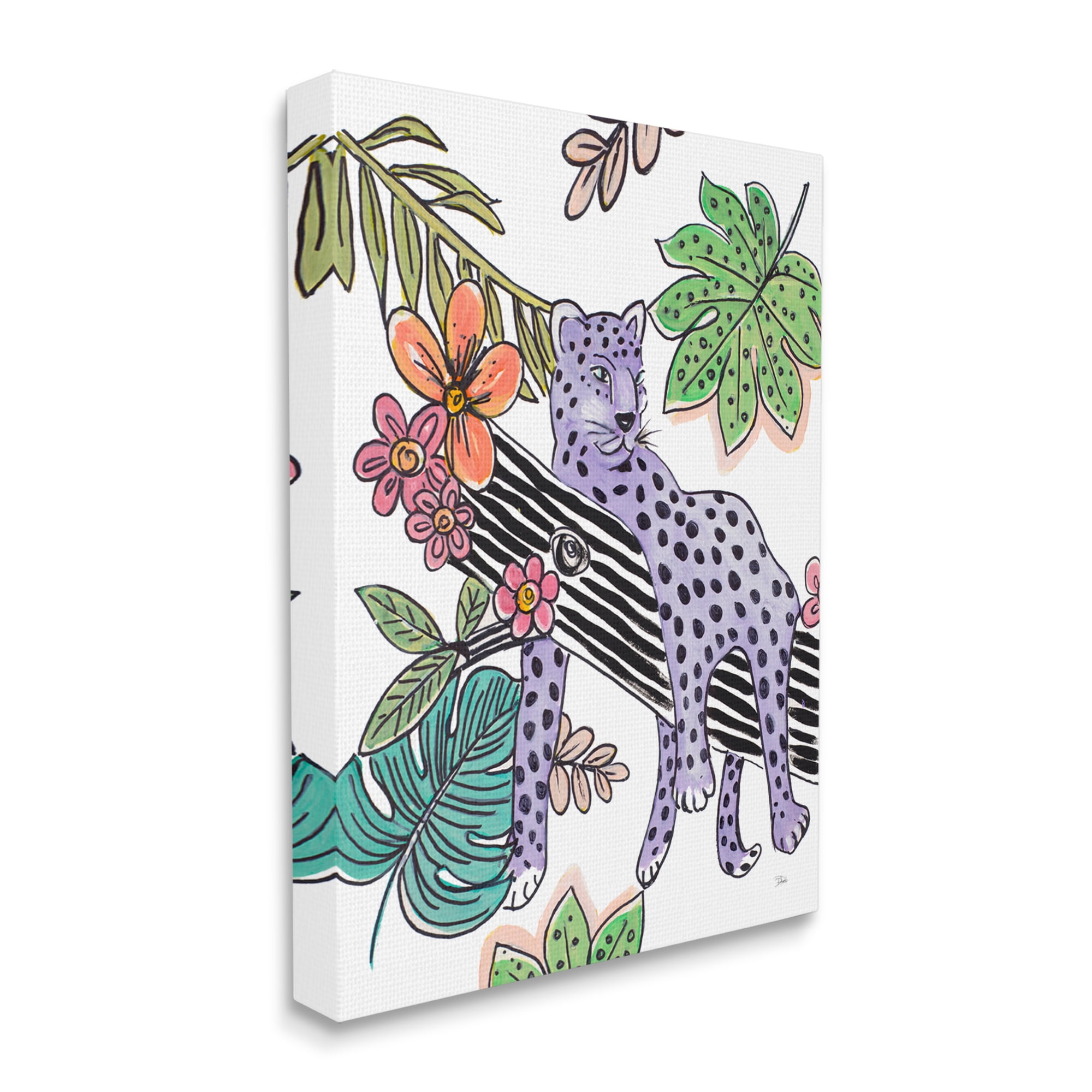 Stupell Industries Abstract Purple Leopard Playful Striped Jungle Tree Canvas Wall Art by Patricia Pinto
