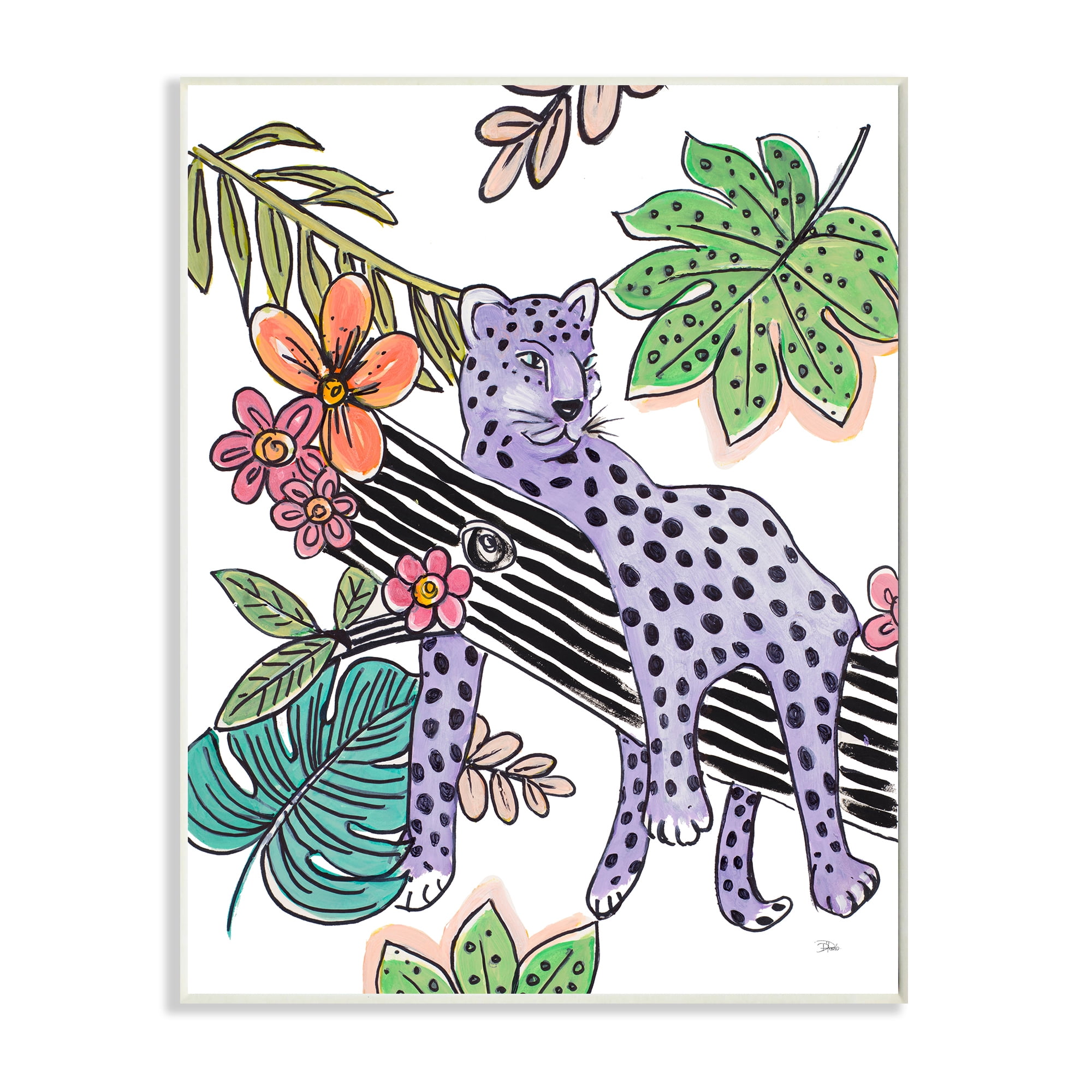 Stupell Industries Abstract Purple Leopard Playful Striped Jungle Tree Wall Plaque by Patricia Pinto