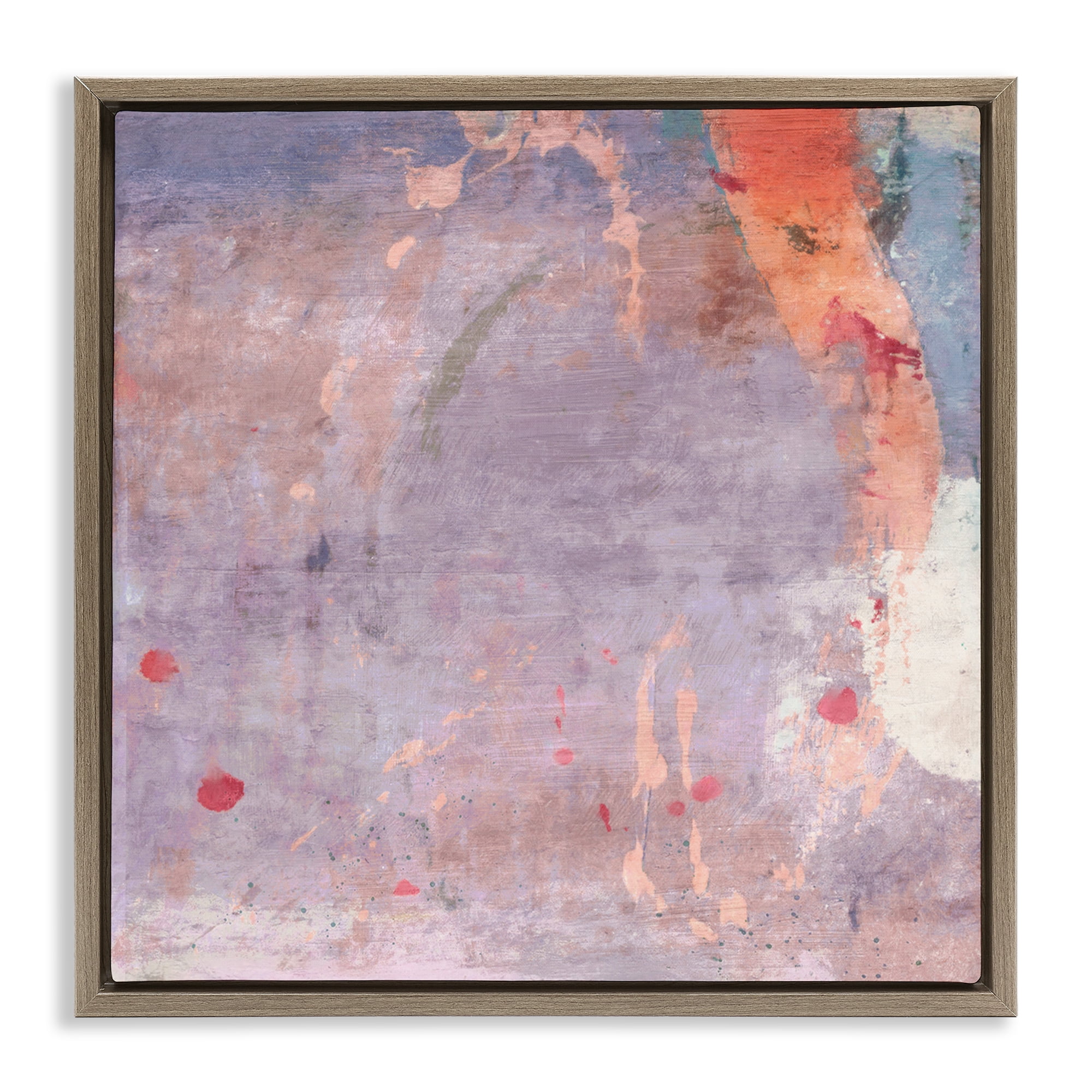 Stupell Industries Abstract Purple Ombre Abstract Painting Brown Floater Framed Canvas Art Print Wall Art, 25 x 25
