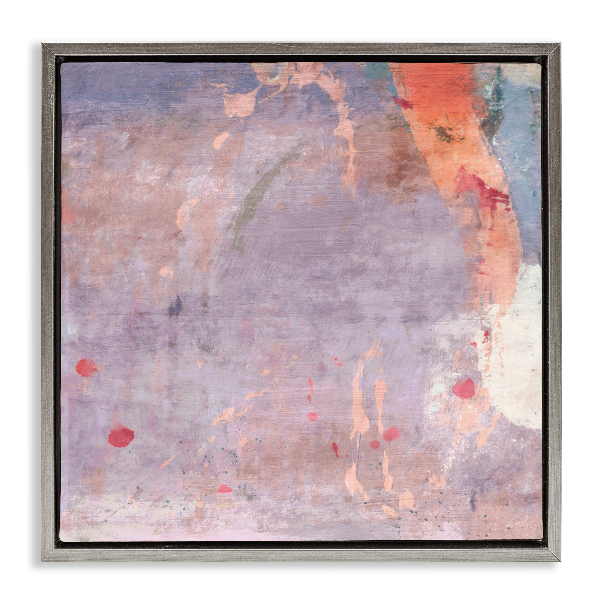 Stupell Industries Abstract Purple Ombre Abstract Painting Gray Floater Framed Canvas Art Print Wall Art, 18 x 18