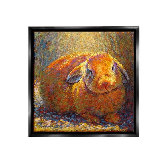 Stupell Industries Abstract Rabbit in Nature Animals & Insects Painting Black Floater Framed Canvas Art Print Wall Art, 18 x 18
