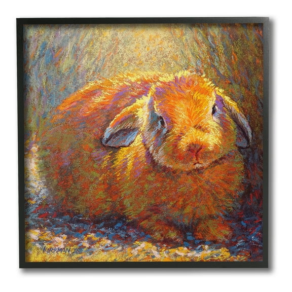 Stupell Industries Abstract Rabbit in Nature Animals & Insects Painting Black Framed Art Print Wall Art, 12 x 12
