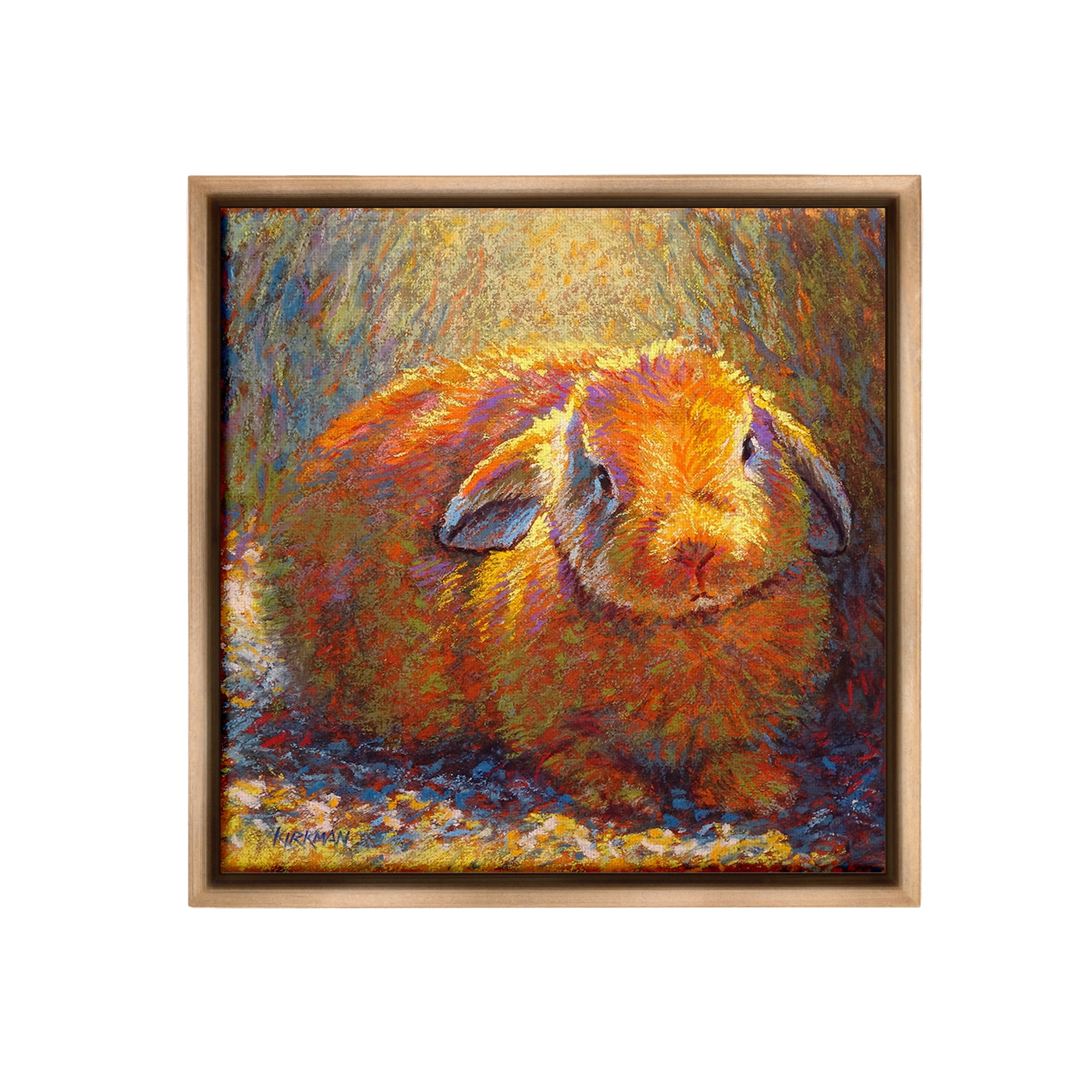 Stupell Industries Abstract Rabbit in Nature Animals & Insects Painting Brown Floater Framed Canvas Art Print Wall Art, 25 x 25