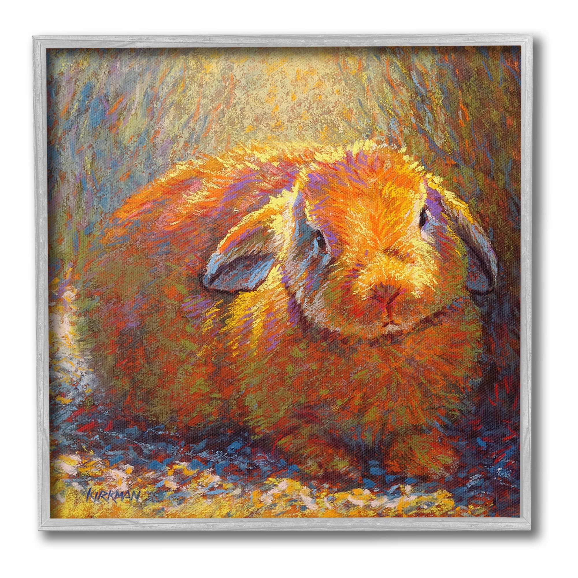 Stupell Industries Abstract Rabbit in Nature Animals & Insects Painting Gray Framed Art Print Wall Art, 24 x 24