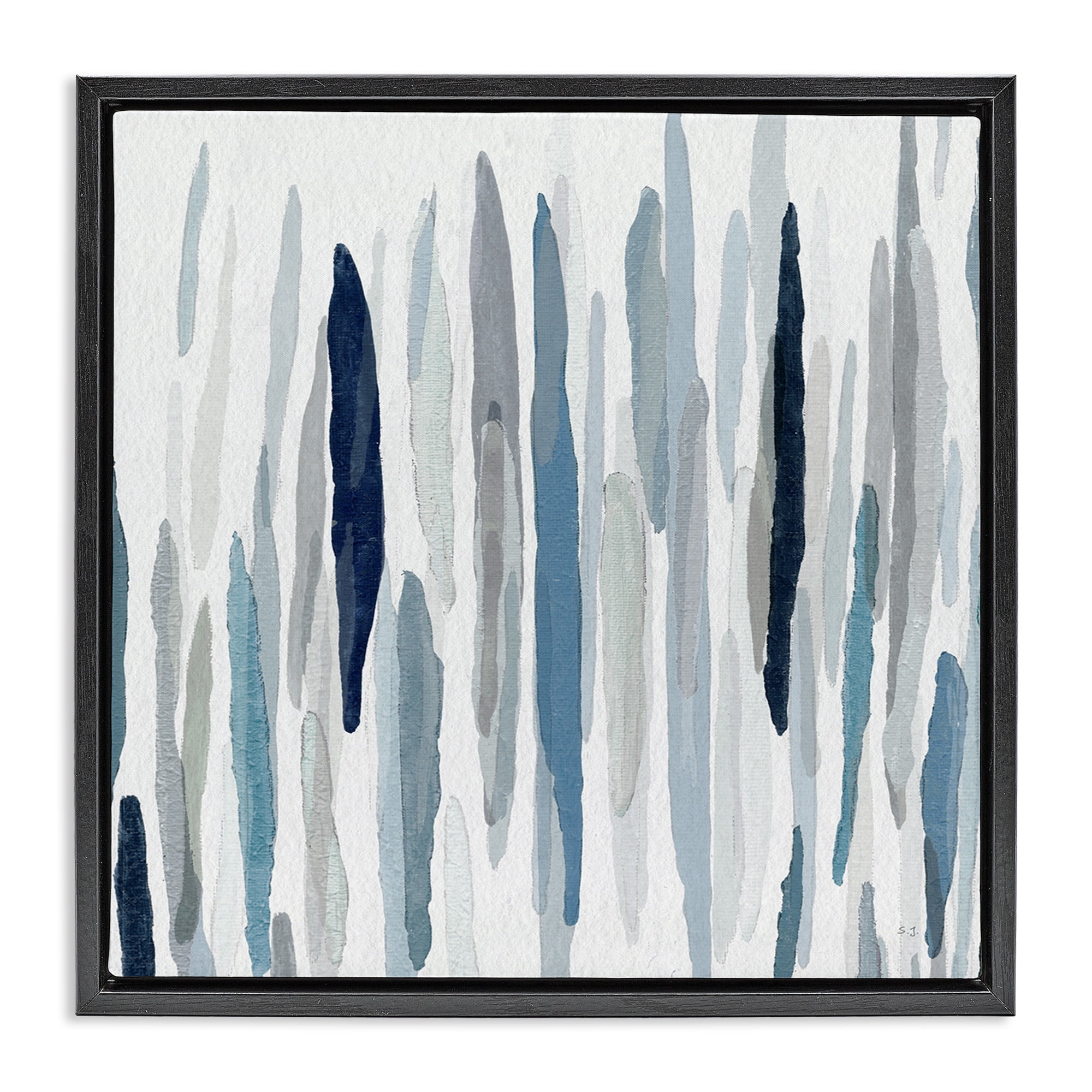 Stupell Industries Abstract Rain Pattern Strokes Abstract Painting Black Floater Framed Canvas Art Print Wall Art, 25 x 25