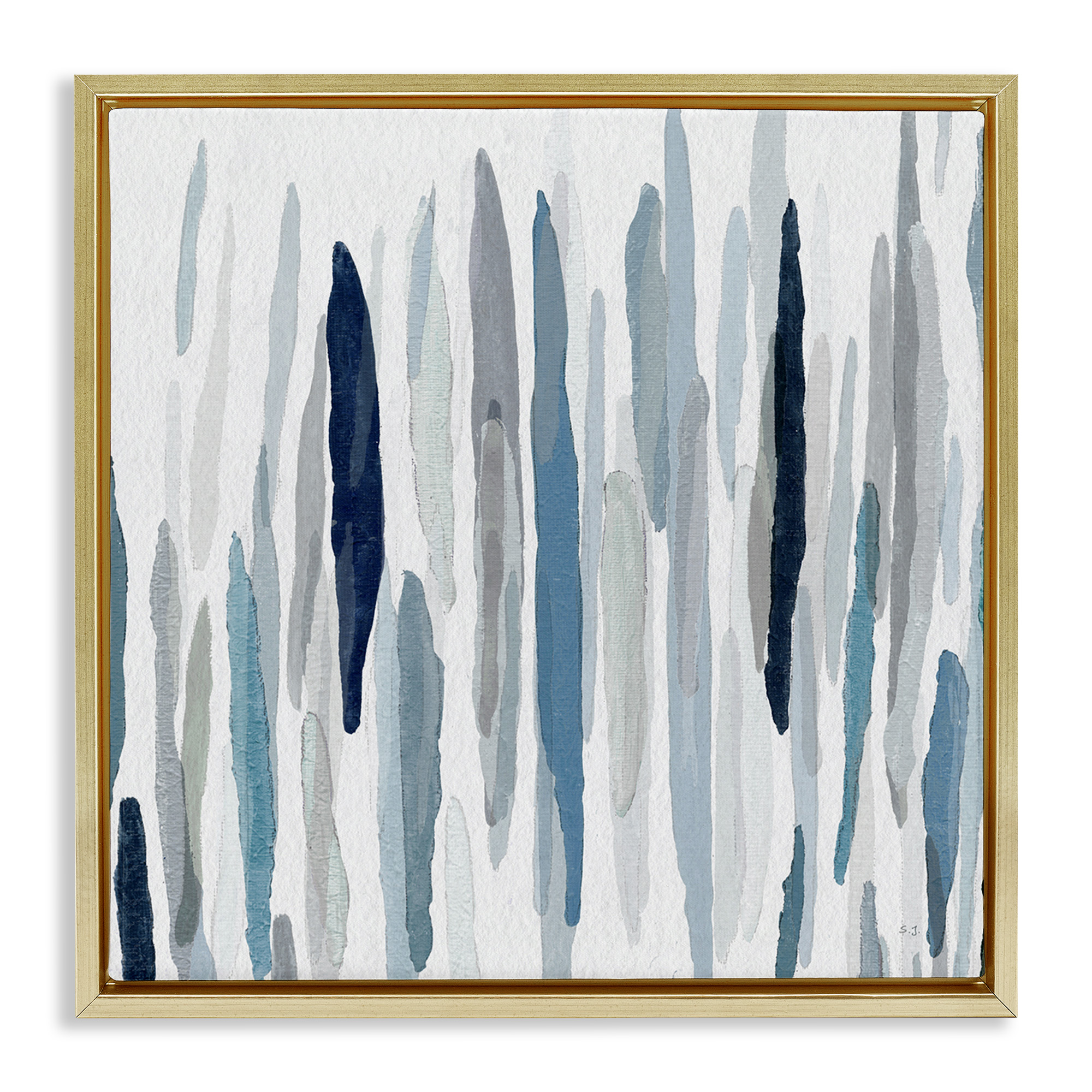 Stupell Industries Abstract Rain Pattern Strokes Abstract Painting Gold Floater Framed Canvas Art Print Wall Art, 18 x 18