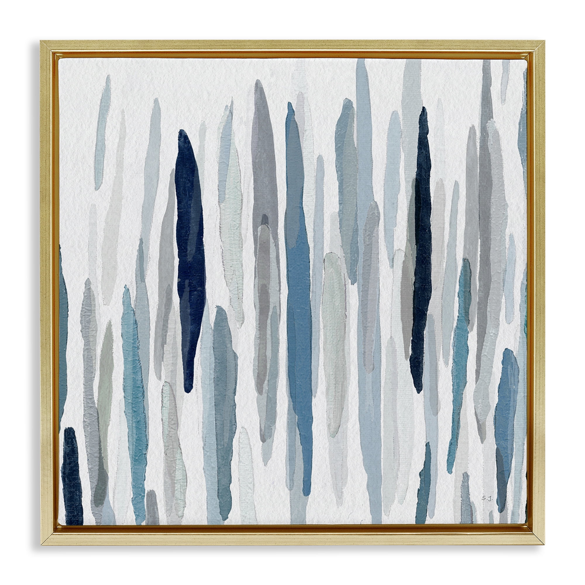 Stupell Industries Abstract Rain Pattern Strokes Abstract Painting Gold Floater Framed Canvas Art Print Wall Art, 25 x 25
