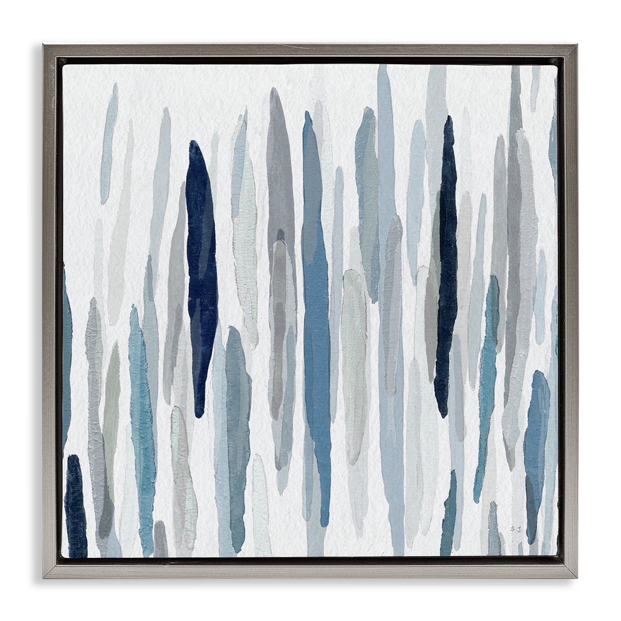 Stupell Industries Abstract Rain Pattern Strokes Abstract Painting Gray Floater Framed Canvas Art Print Wall Art, 18 x 18