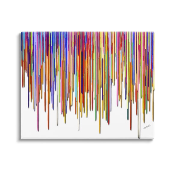 Stupell Industries Abstract Rainbow Lines Dripping Abstract Painting Gallery Wrapped Canvas Print Wall Art, 20 x 16