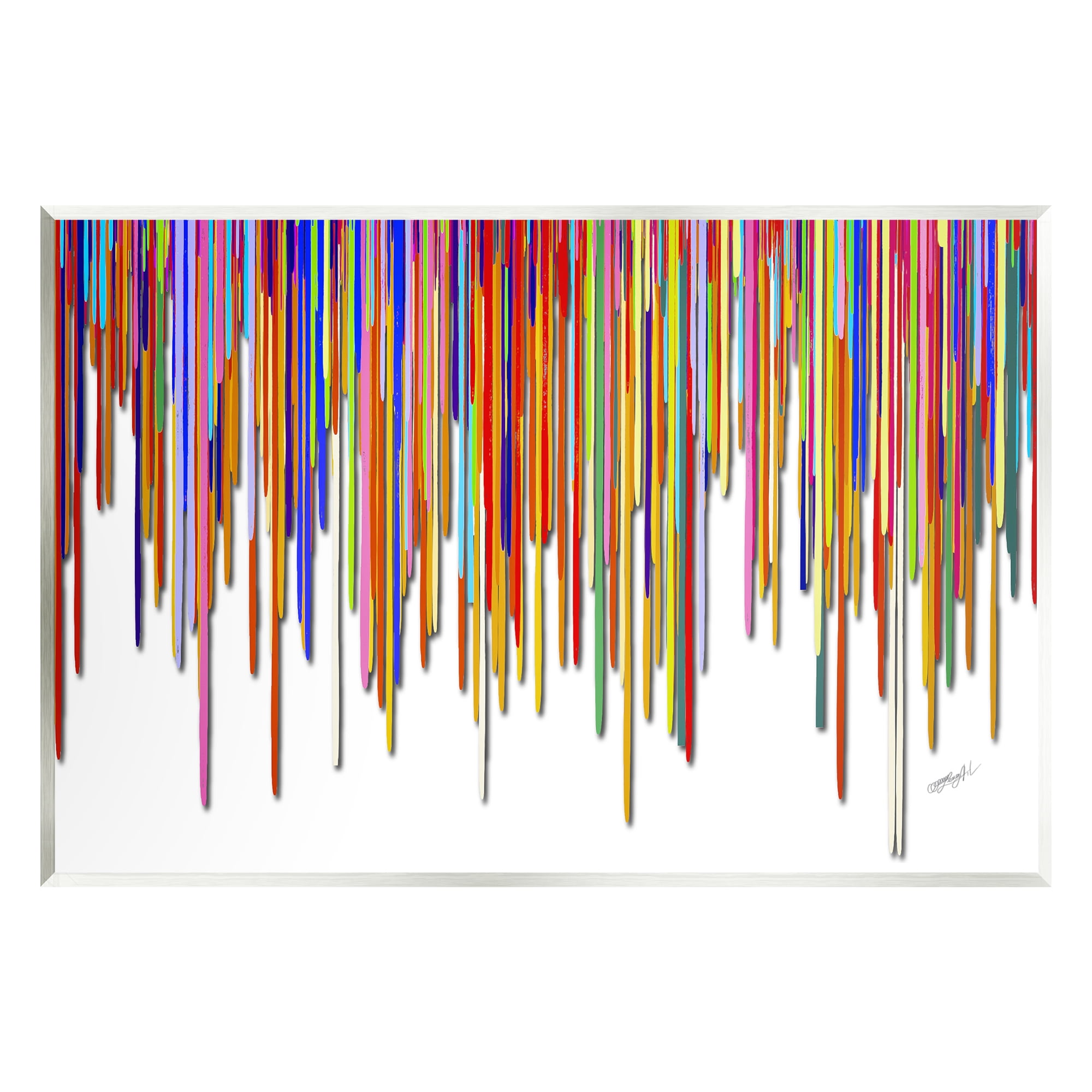Abstract Rainbow Lines Dripping Painting - 15 x 10 Wall Art - Walmart.com