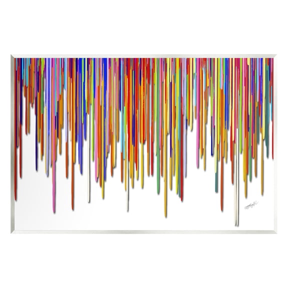 Stupell Industries Abstract Rainbow Lines Dripping Abstract Painting Unframed Art Print Wall Art, 15 x 10
