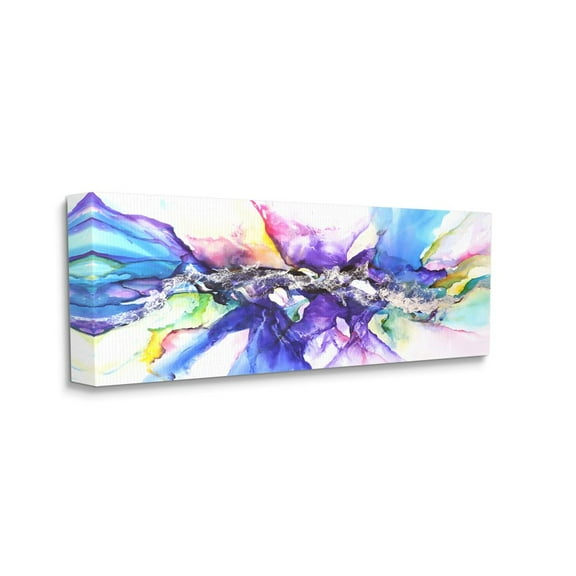 Stupell Industries Abstract Rainbow Splash Watercolor Fun Design Canvas Wall Art Design by Leticia Herrera, 10" x 24"