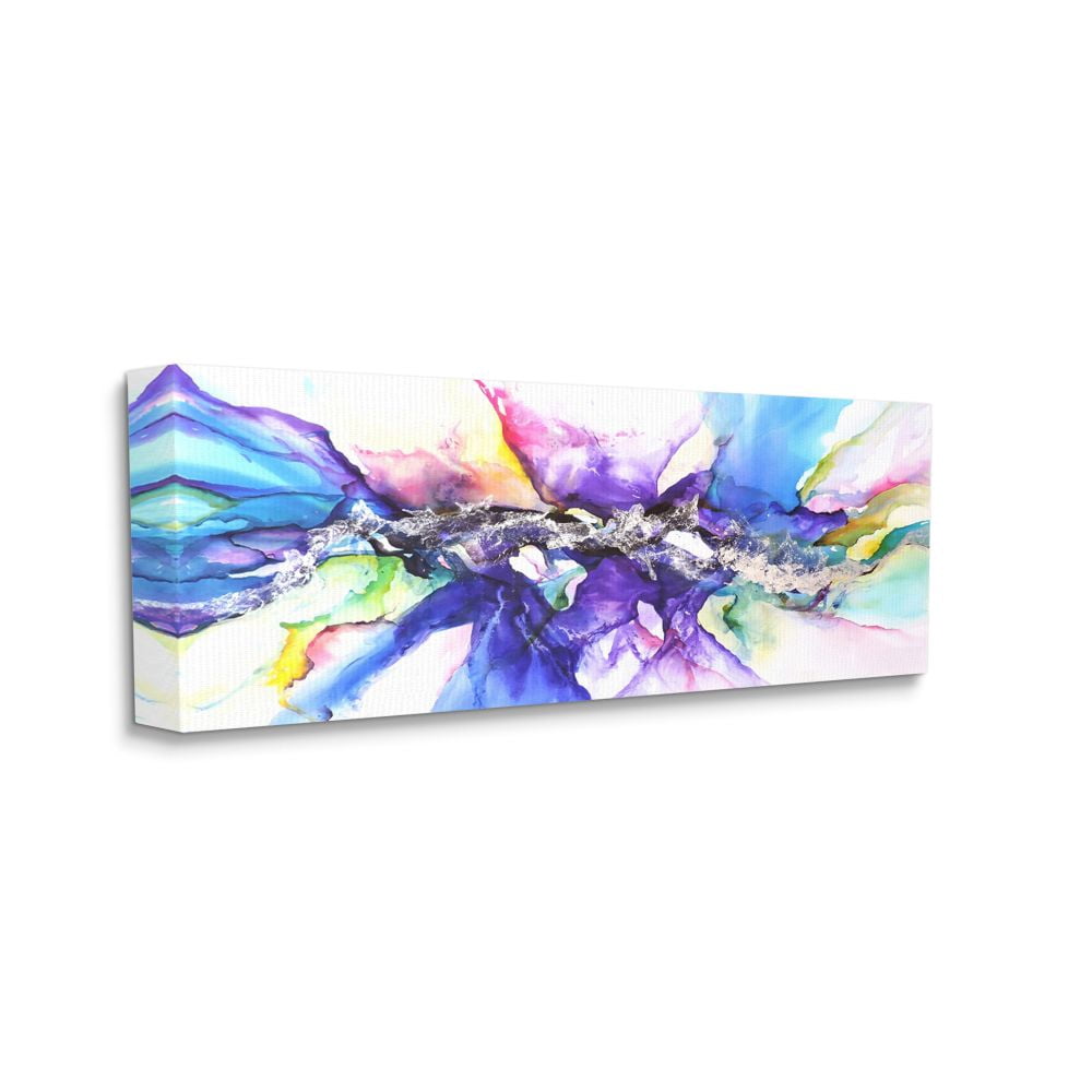 Stupell Industries Abstract Rainbow Splash Watercolor Fun Design Canvas Wall Art Design by Leticia Herrera, 17" x 40"