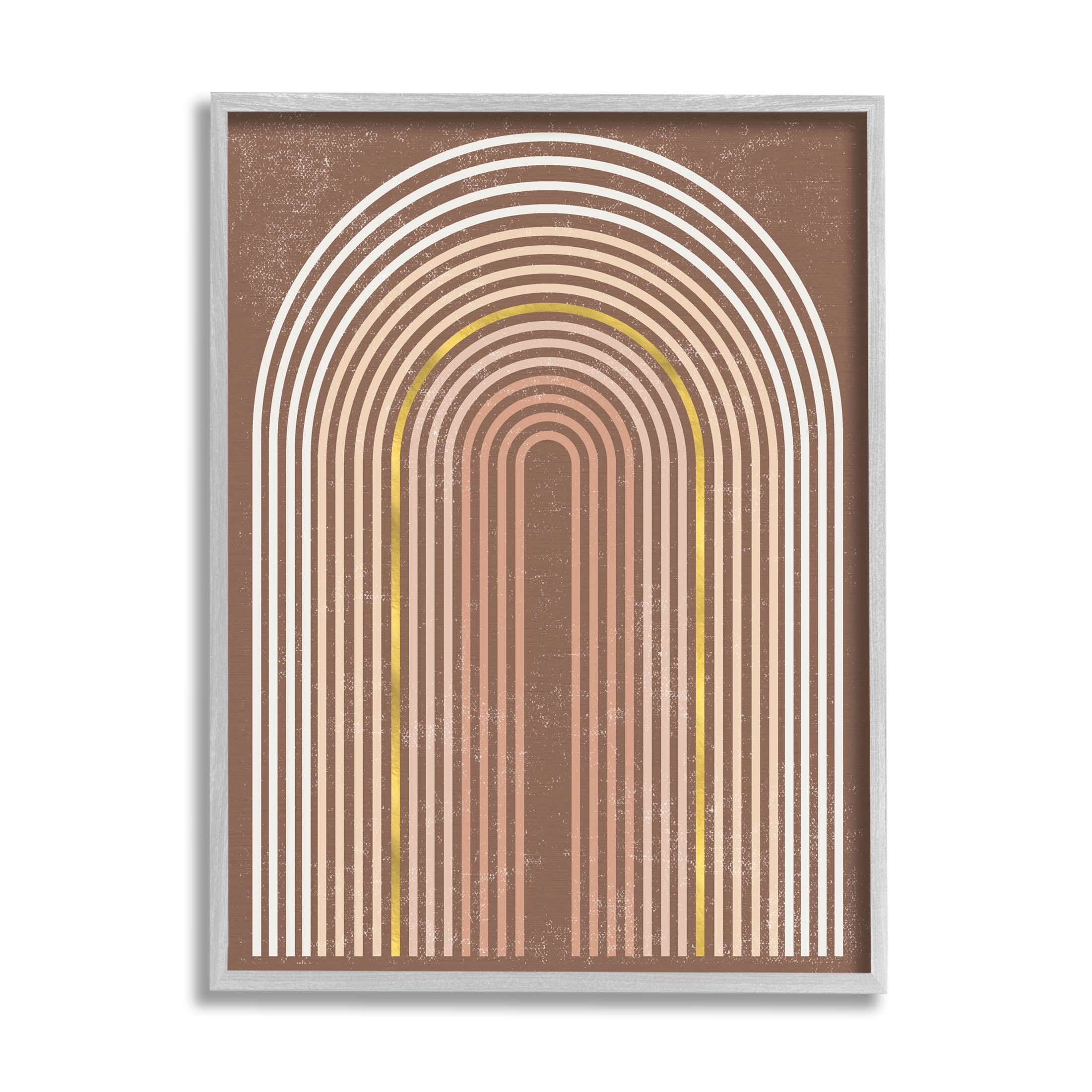 Stupell Industries Abstract Rainbow Stripes Arch Graphic Art Gray Framed Art Print Wall Art, Design by Caroline Alfreds
