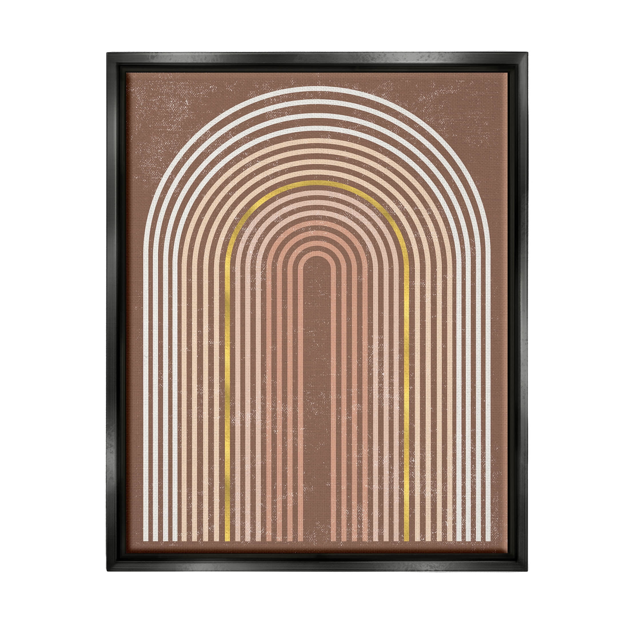 Stupell Industries Abstract Rainbow Stripes Arch Graphic Art Jet Black Floating Framed Canvas Print Wall Art, Design by Caroline Alfreds
