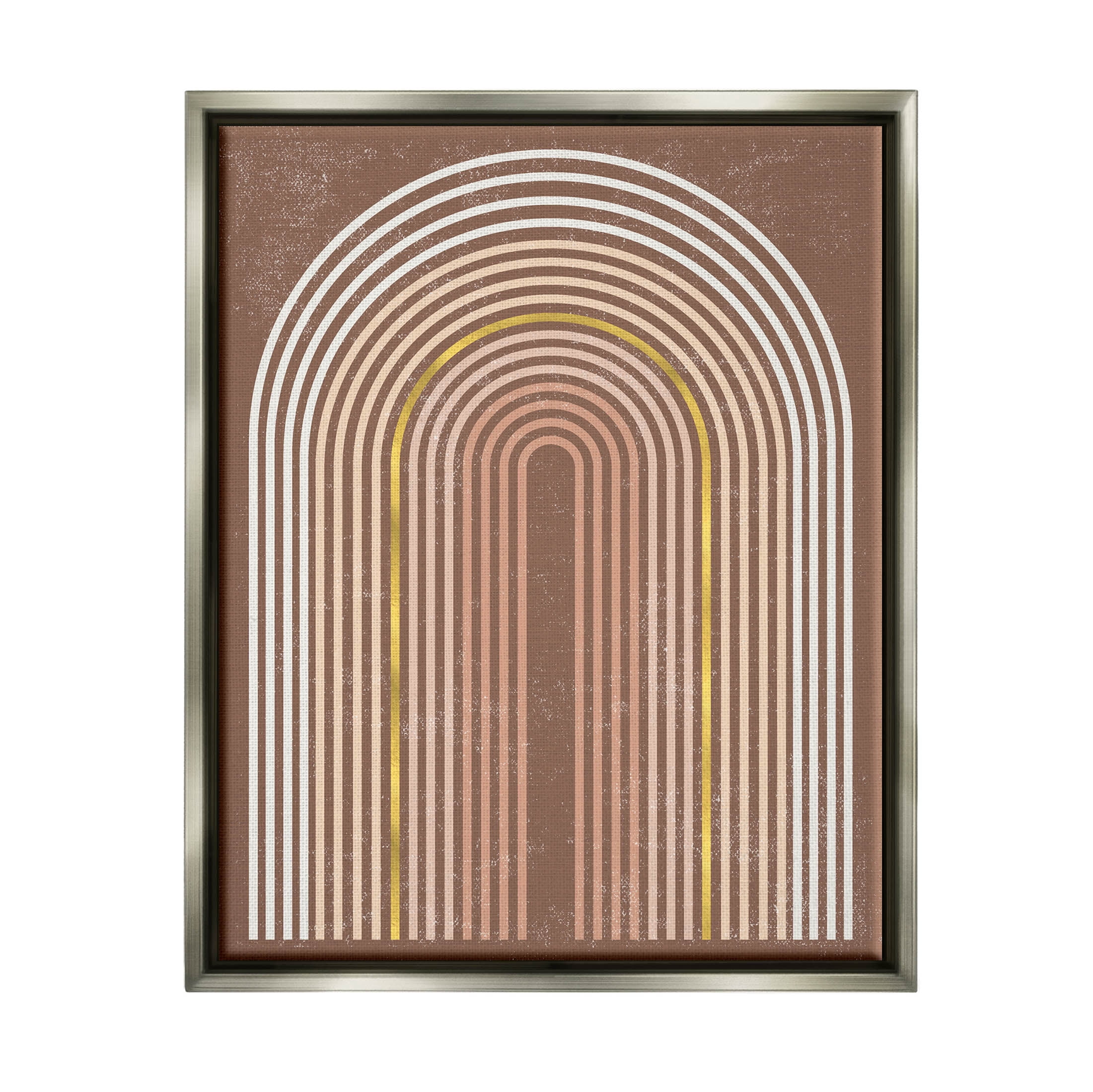 Stupell Industries Abstract Rainbow Stripes Arch Graphic Art Luster Gray Floating Framed Canvas Print Wall Art, Design by Caroline Alfreds