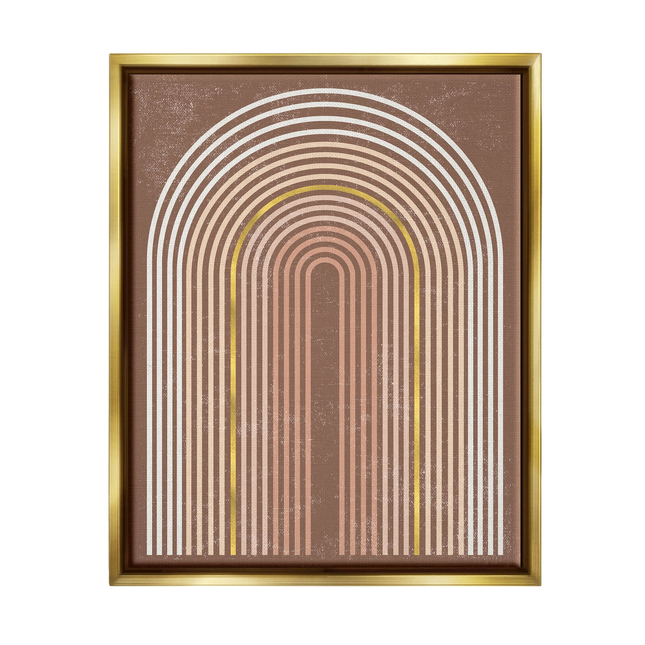 Stupell Industries Abstract Rainbow Stripes Arch Graphic Art Metallic Gold Floating Framed Canvas Print Wall Art, Design by Caroline Alfreds