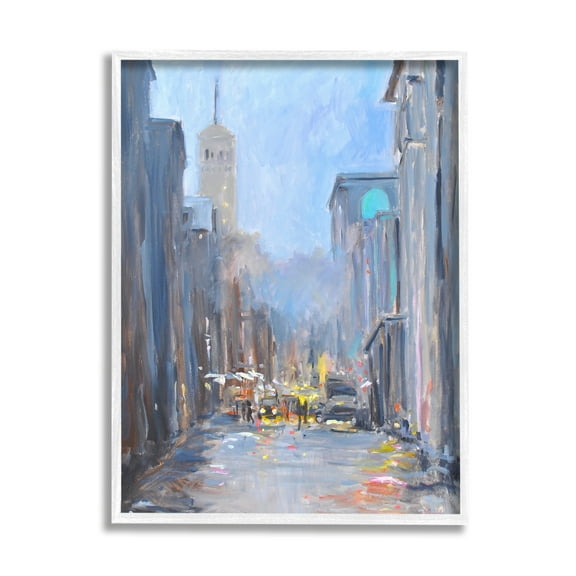 Stupell Industries Abstract Rainy City Reflections Tall Urban Buildings Painting White Framed Art Print Wall Art, Design by Allayn Stevens