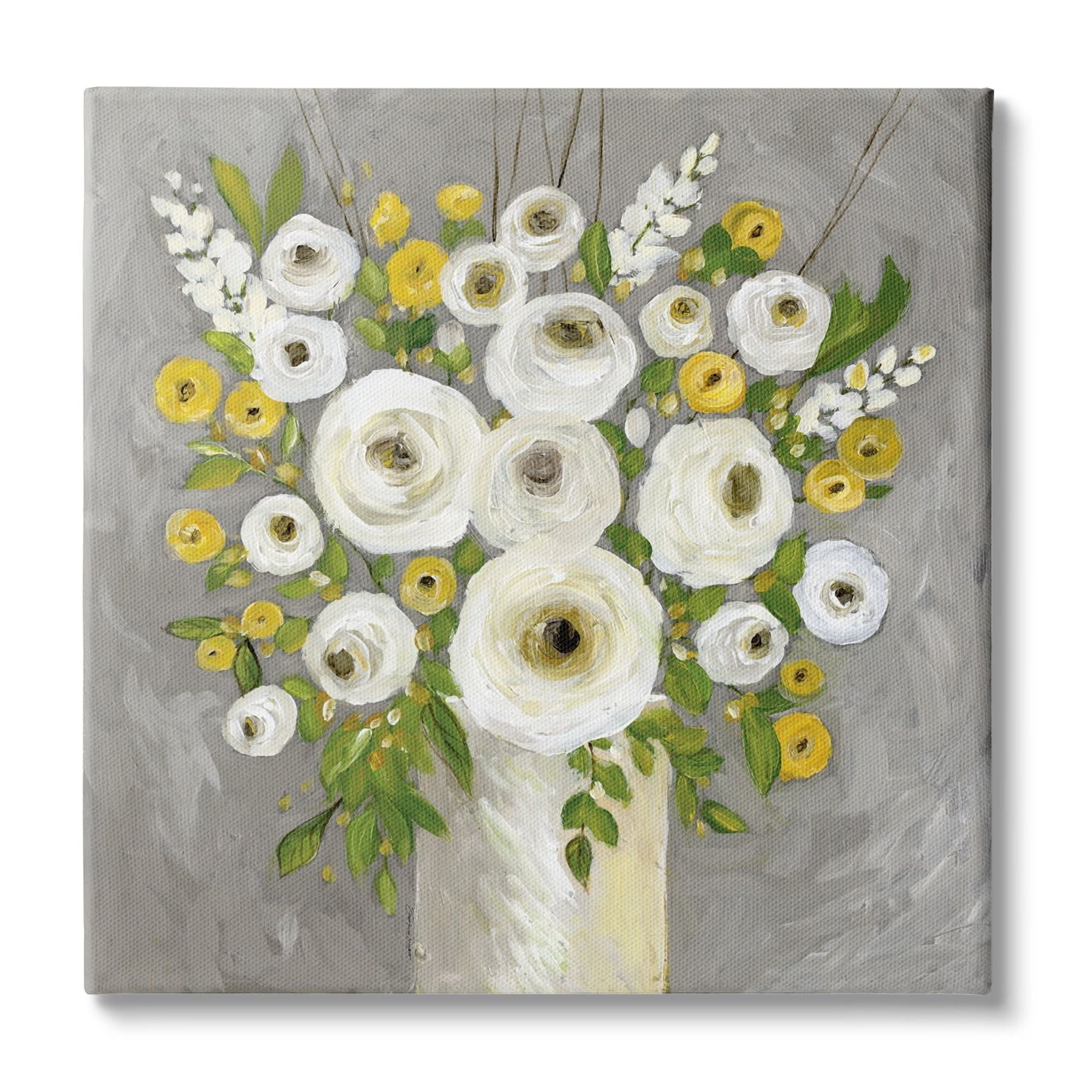 Stupell Industries Abstract Ranunculus Floral Bouquet Yellow White Country Flowers, 30 x 30, Design by Stephanie Workman Marrott