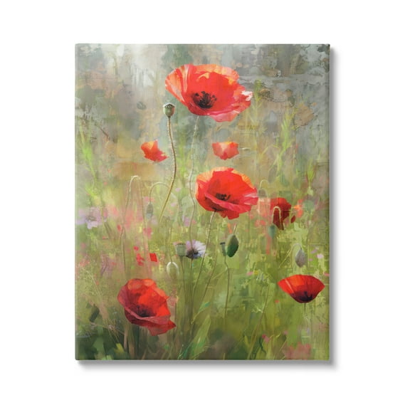 Stupell Industries Abstract Red Poppies Botanical & Floral Painting Gallery Wrapped Canvas Art Print Wall Art, 16 x 20