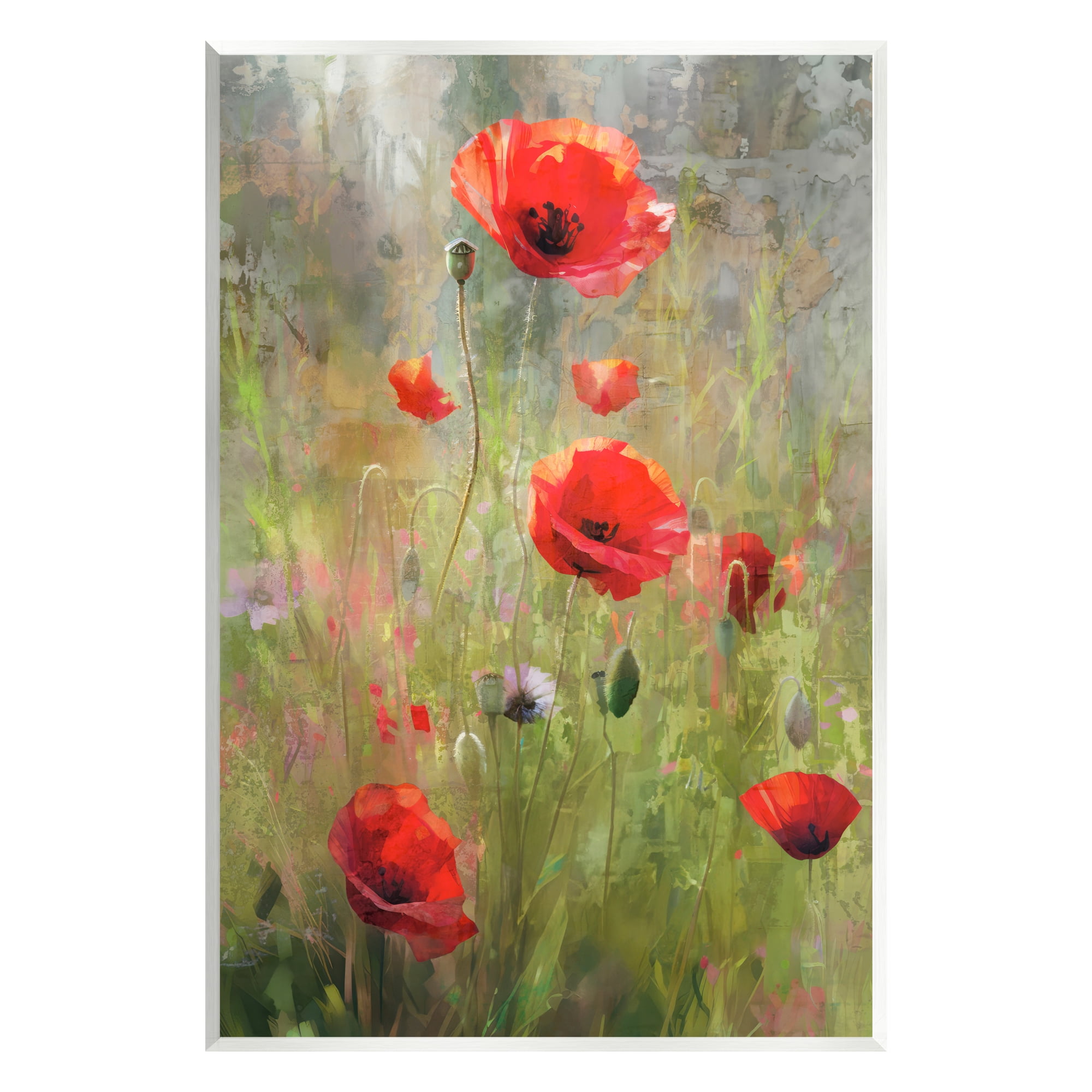 Stupell Industries Abstract Red Poppies Botanical & Floral Painting Unframed Art Print Wall Art, 10 x 15