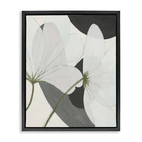 Stupell Industries Abstract Retro Florals Botanical & Floral Painting Black Floater Framed Art Print Wall Art, 25 x 31