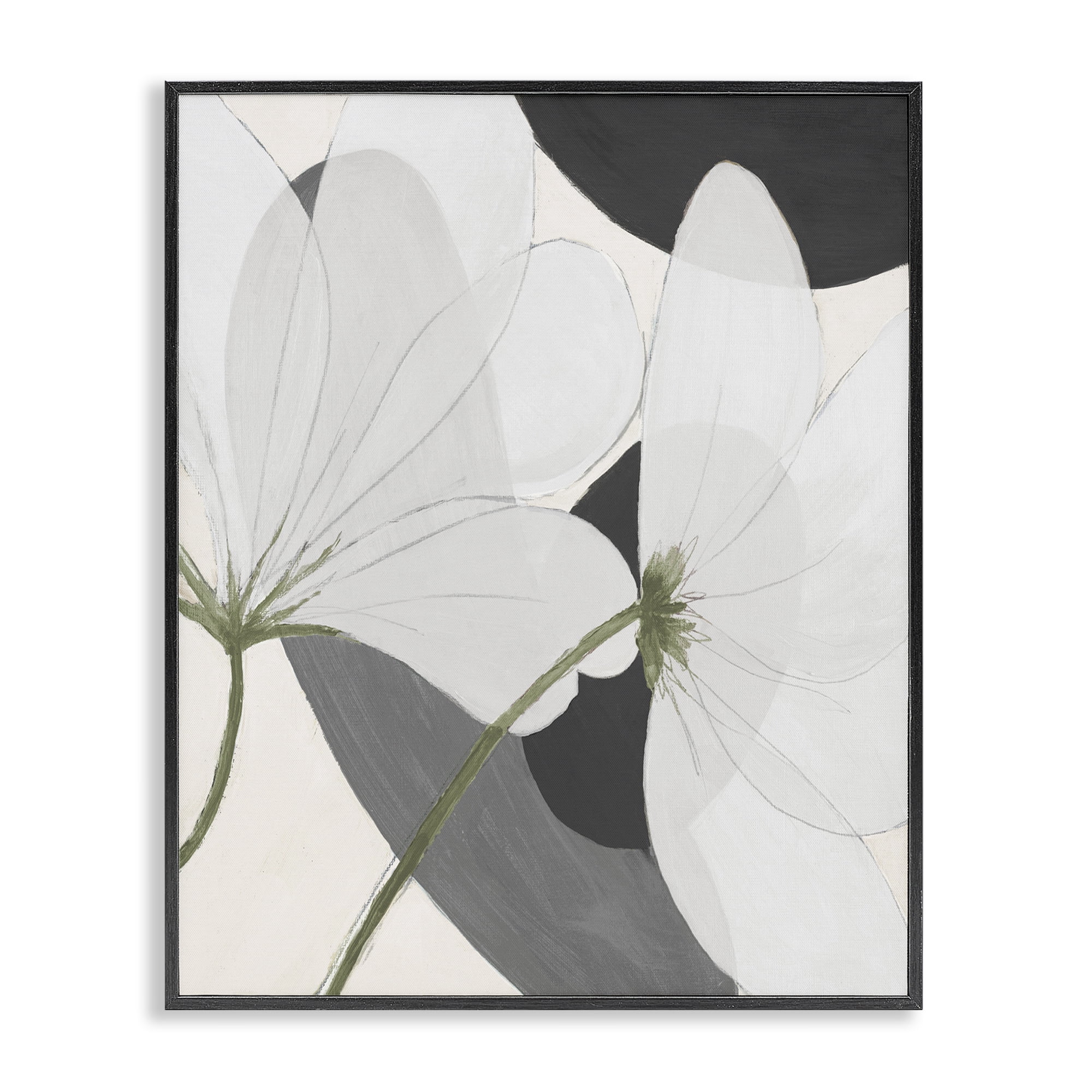 Stupell Industries Abstract Retro Florals Botanical & Floral Painting Black Framed Art Print Wall Art, 16 x 20