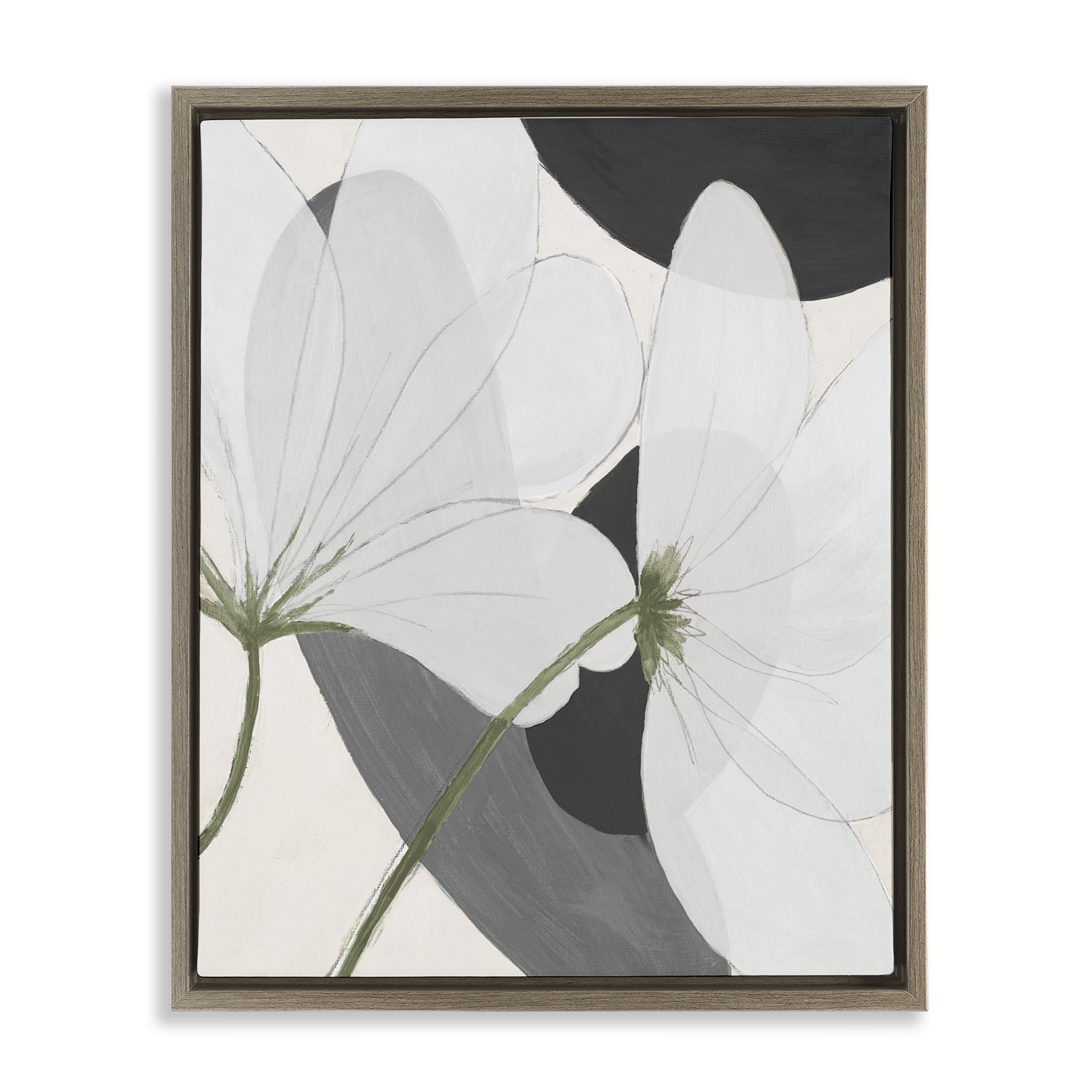Stupell Industries Abstract Retro Florals Botanical & Floral Painting Brown Floater Framed Art Print Wall Art, 17 x 21