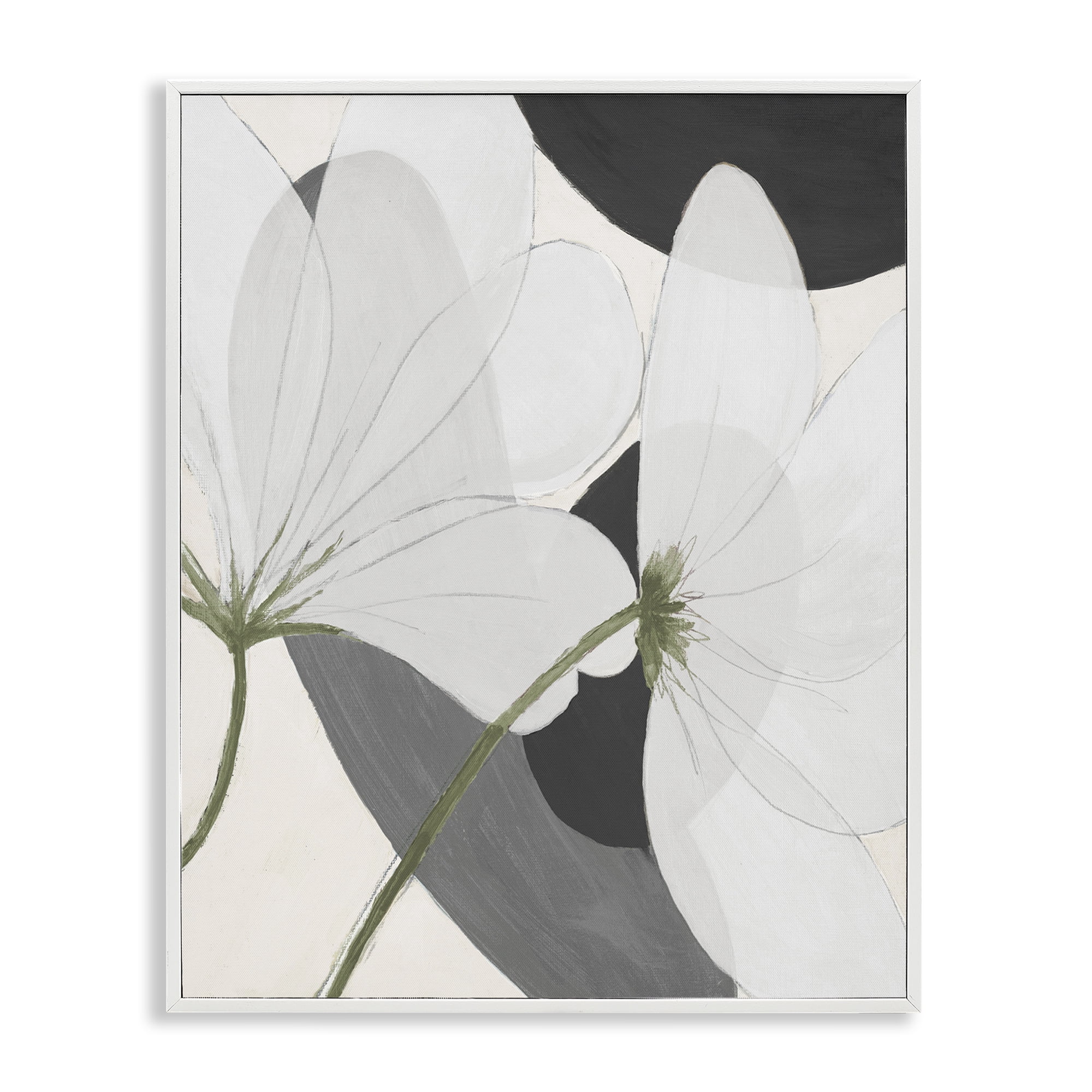 Stupell Industries Abstract Retro Florals Botanical & Floral Painting White Framed Art Print Wall Art, 24 x 30