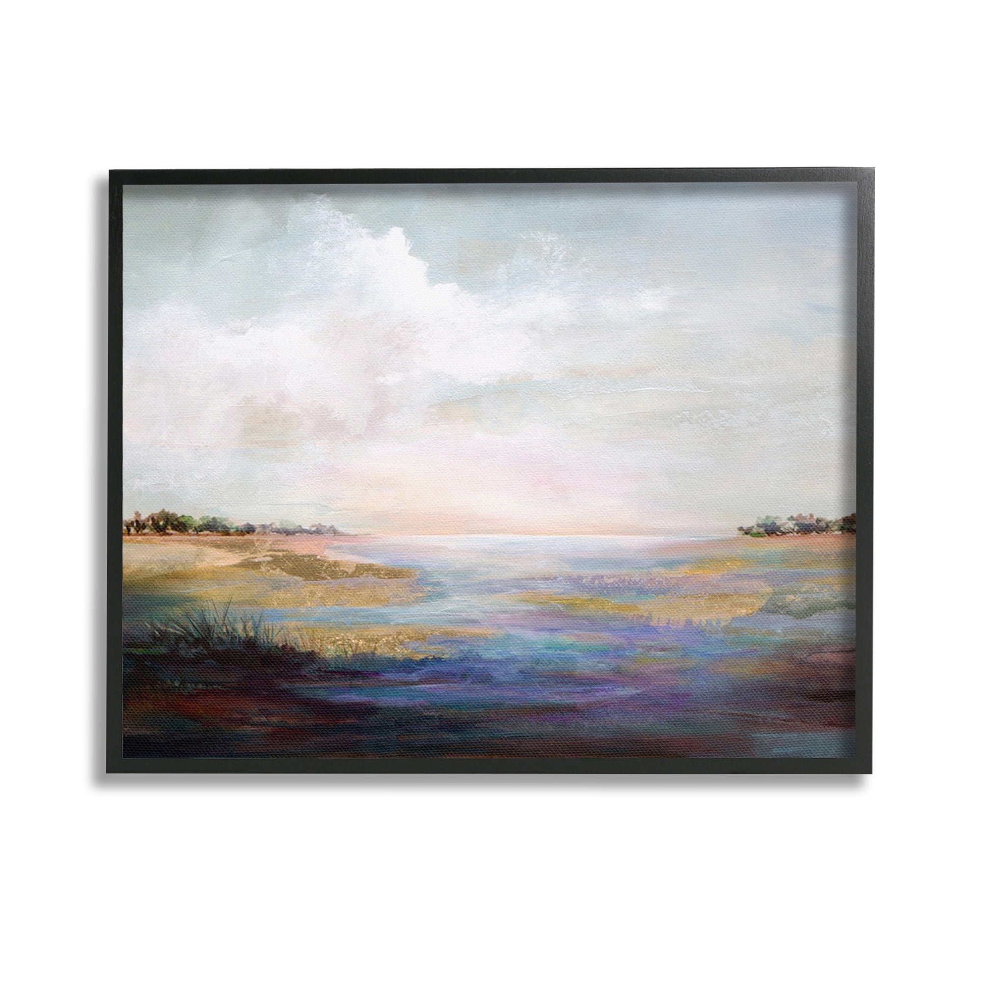 Stupell Industries Abstract River Landscape Landscape Painting Black Framed Art Print Wall Art, 14 x 11
