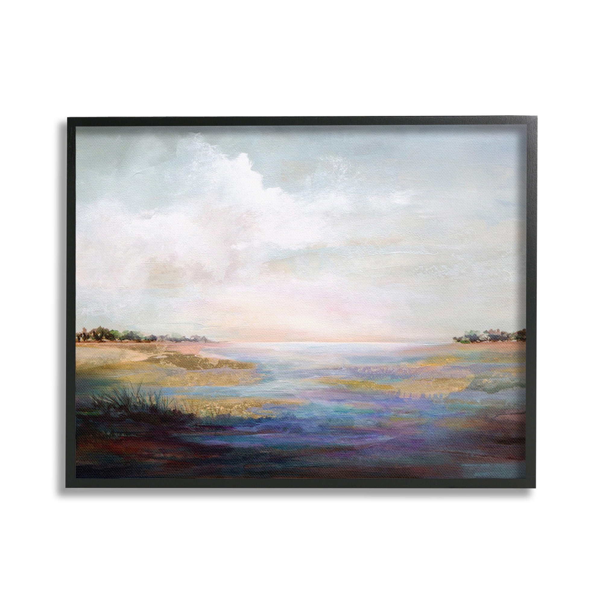 Stupell Industries Abstract River Landscape Landscape Painting Black Framed Art Print Wall Art, 20 x 16
