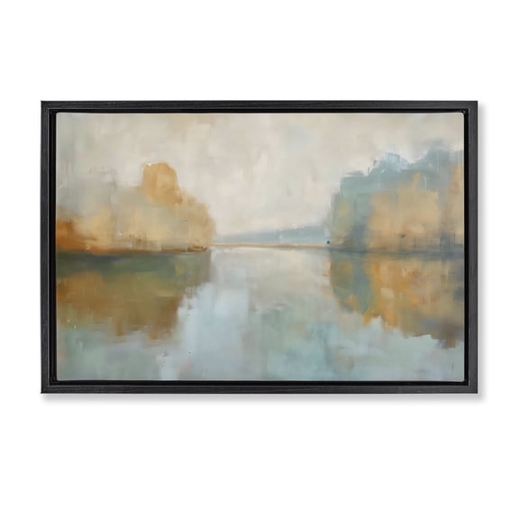 Stupell Industries Abstract Riverscape Reflection Black Framed Floater Canvas Wall Art design by LSR Creative Studio, 17 x 25