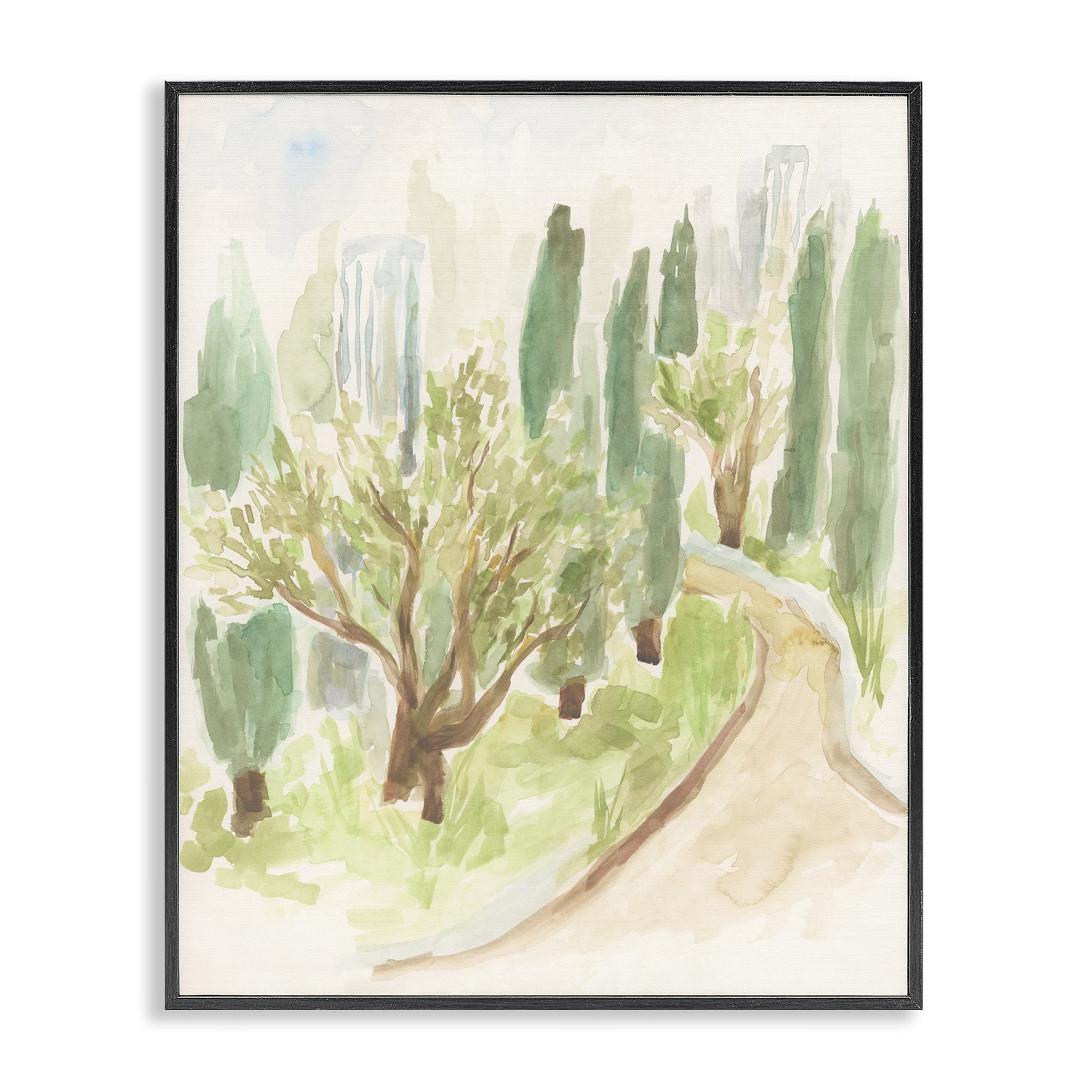 Stupell Industries Abstract Road with Trees Landscape & Nature Painting Black Framed Art Print Wall Art, 16 x 20