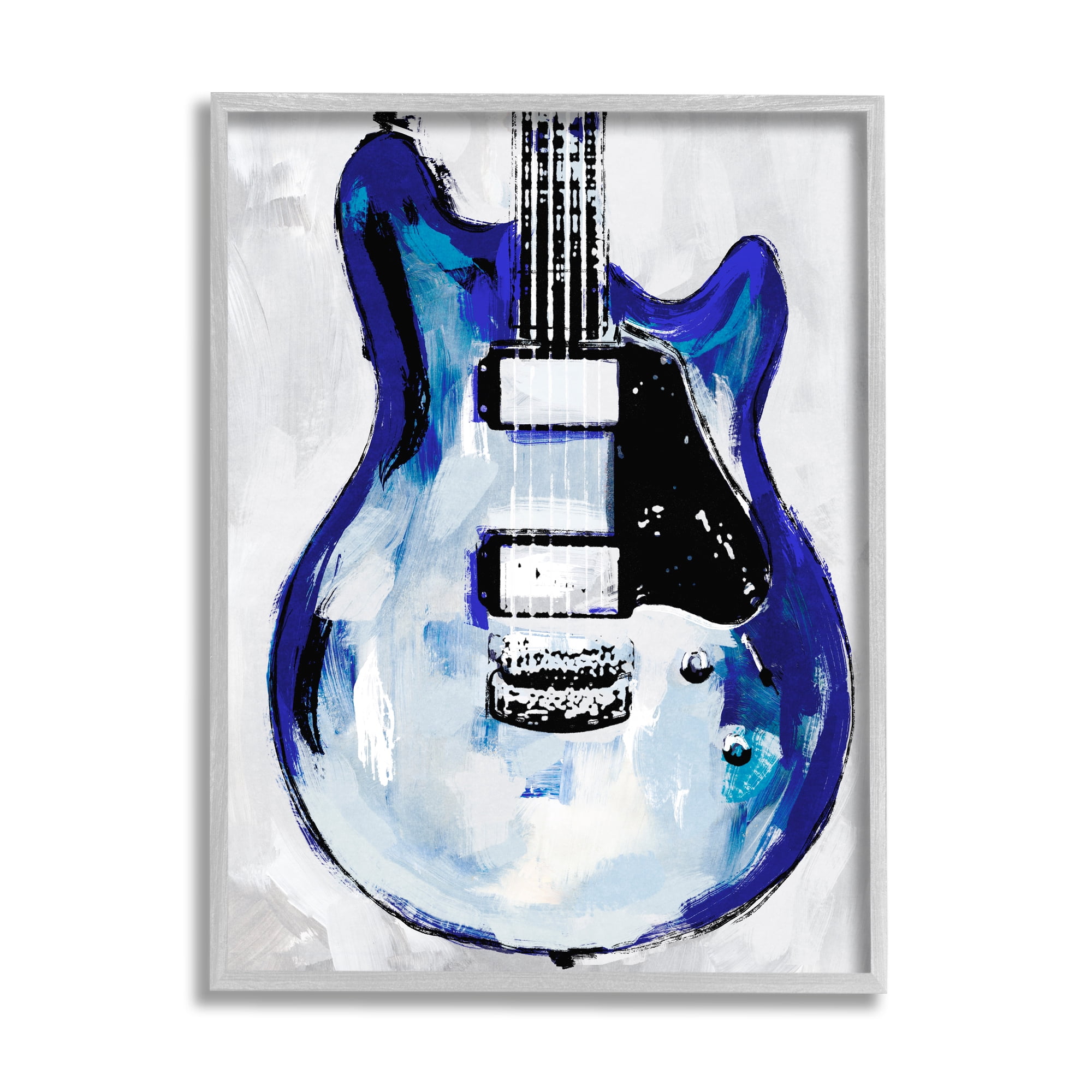 Stupell Industries Abstract Rock Guitar Body Modern Blue Painting, 11 x 14,Design by Annie Warren