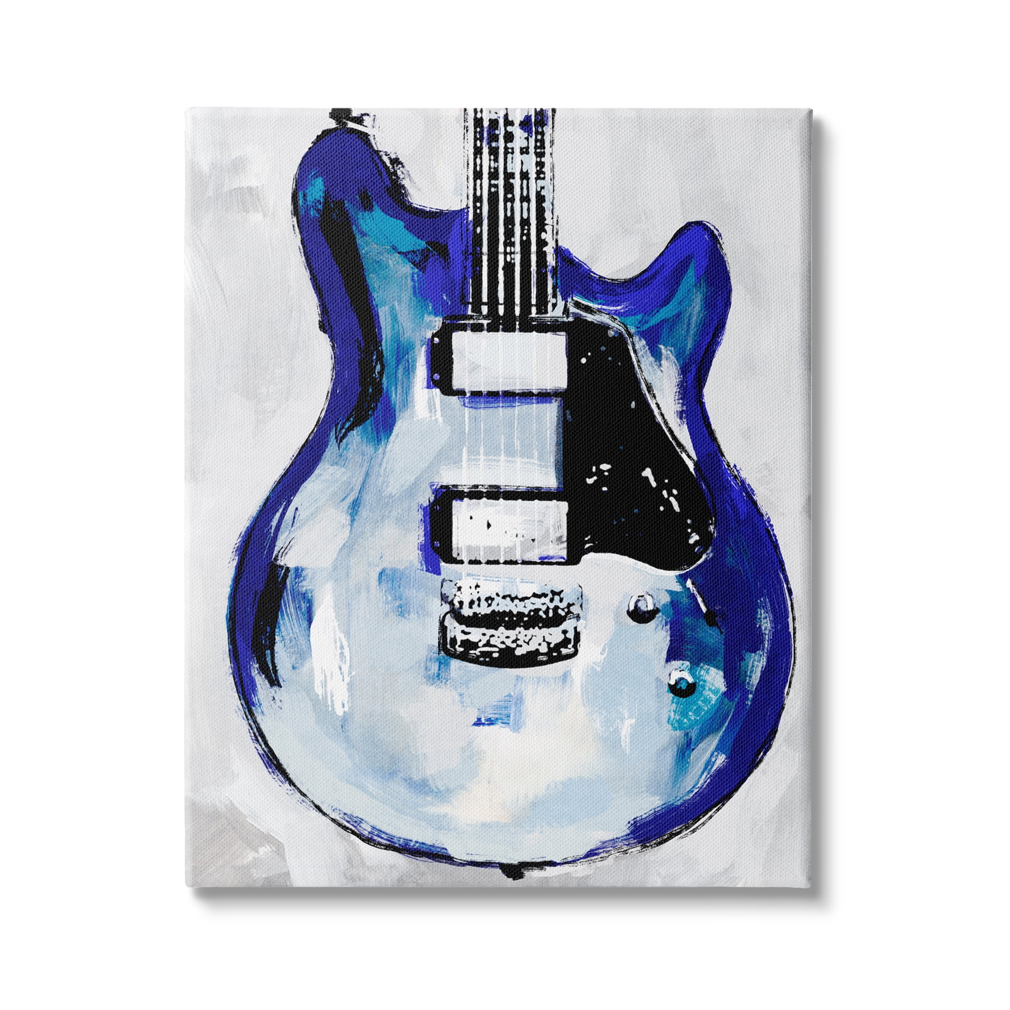 Stupell Industries Abstract Rock Guitar Body Modern Blue Painting, 16 x 20,Design by Annie Warren