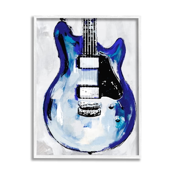 Stupell Industries Abstract Rock Guitar Body Modern Blue Painting, 16 x 20,Design by Annie Warren
