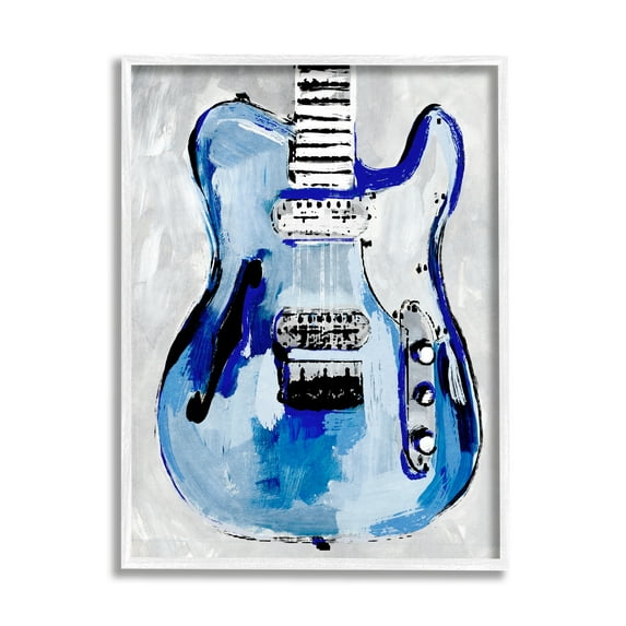 Stupell Industries Abstract Rockstar Guitar Modern Painting Blue Grey, 16 x 20,Design by Annie Warren