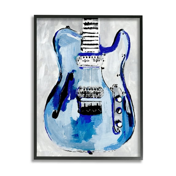 Stupell Industries Abstract Rockstar Guitar Modern Painting Blue Grey, 24 x 30,Design by Annie Warren
