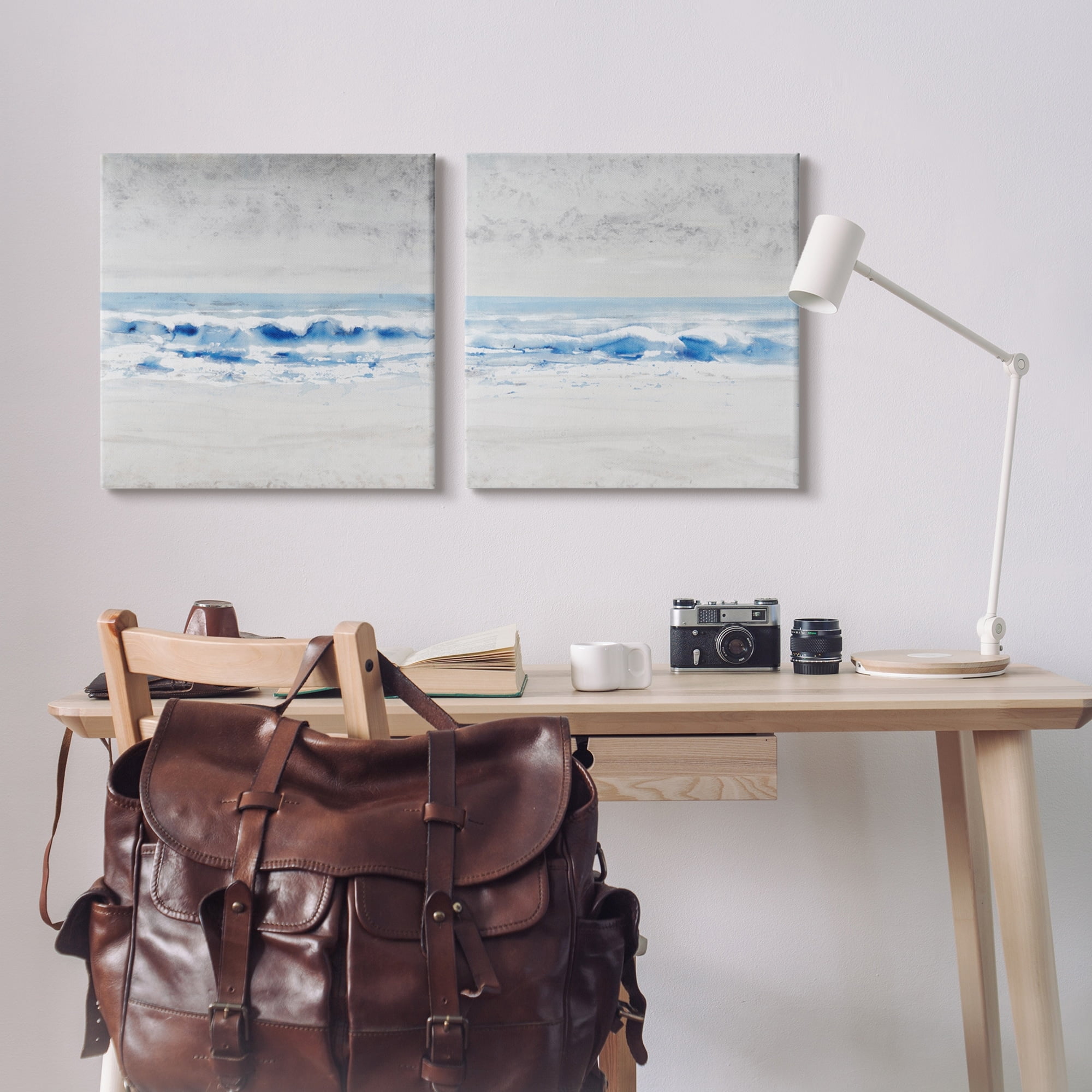 Stupell Industries Abstract Rolling Beach Waves Nautical Shoreline Landscape Painting Gallery Wrapped Canvas Print Wall Art, Set of 2, Design by Tim OToole