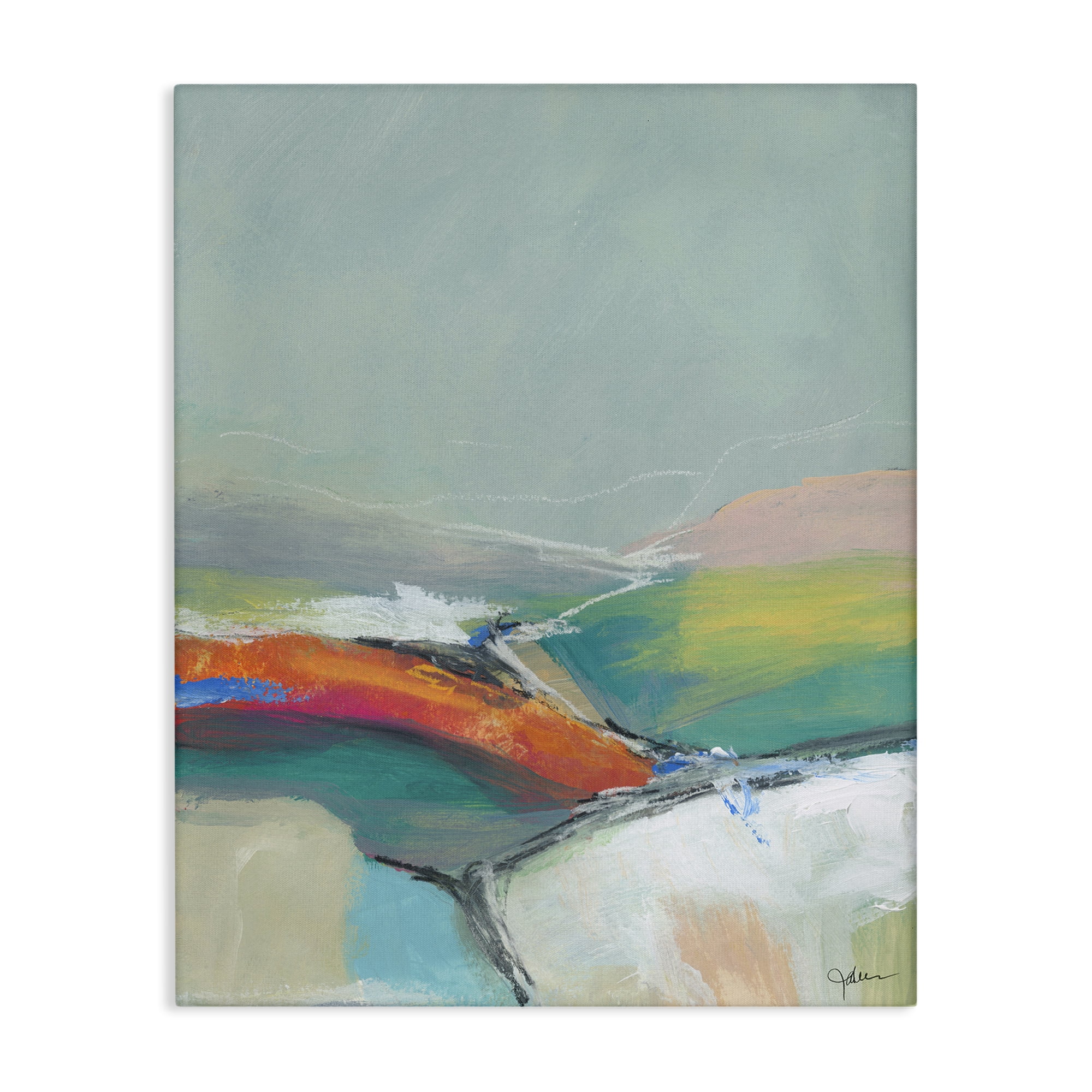 Stupell Industries Abstract Rolling Hills Abstract Painting Gallery Wrapped Canvas Art Print Wall Art, 30 x 40
