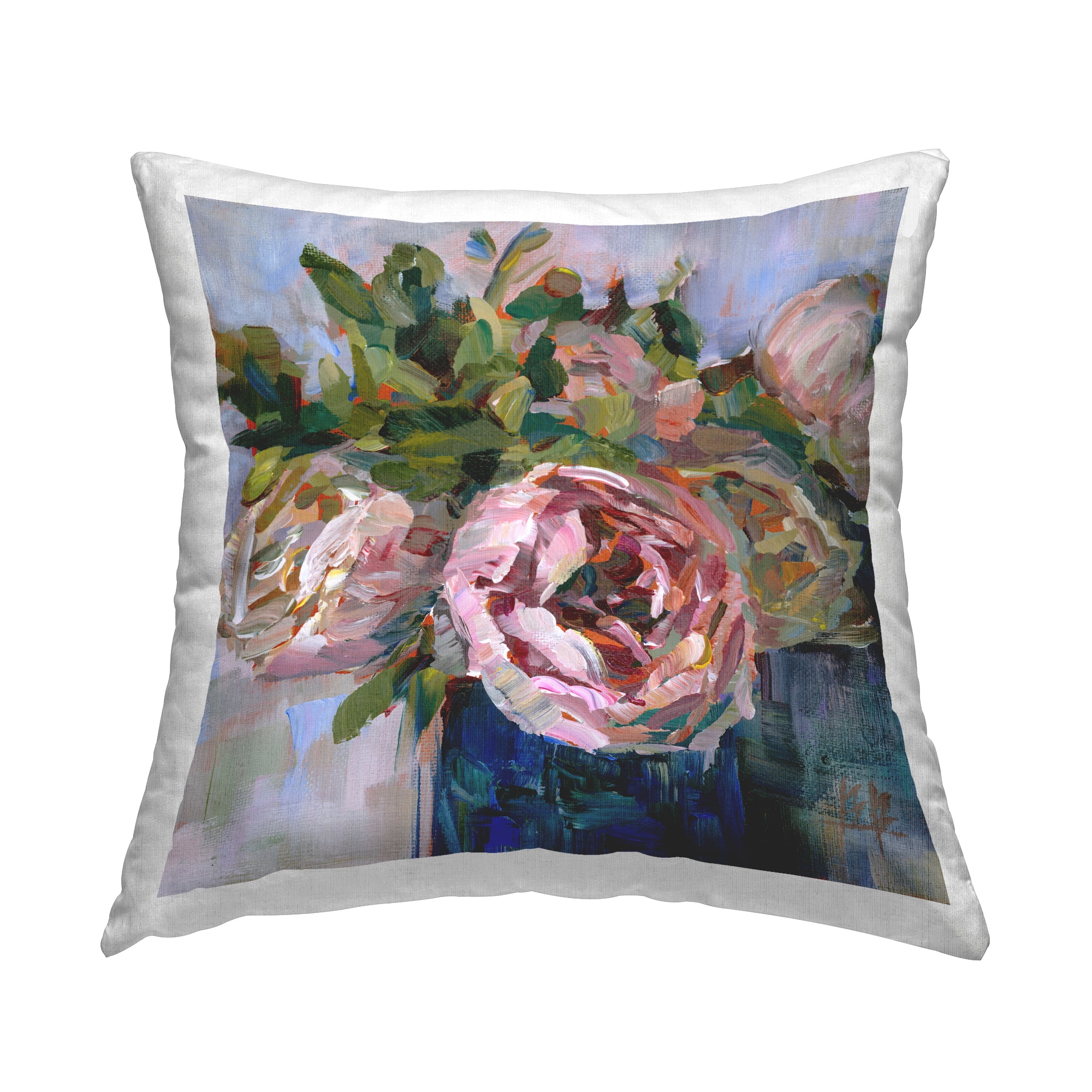 Stupell Industries Abstract Rose Bouquet Square Decorative Printed Throw Pillow, 18 x 18