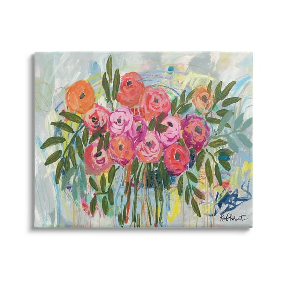 Stupell Industries Abstract Rotary Spring Flower Roses Shabby Chic Painting,48 x 36, Design by Kait Roberts