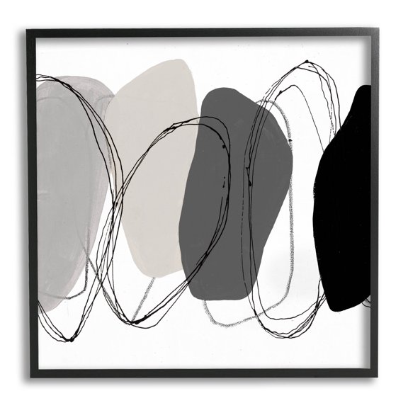 Stupell Industries Abstract Round Forms Outlines Graphic Art Black Framed Art Print Wall Art, Design by Ruth Fromstein